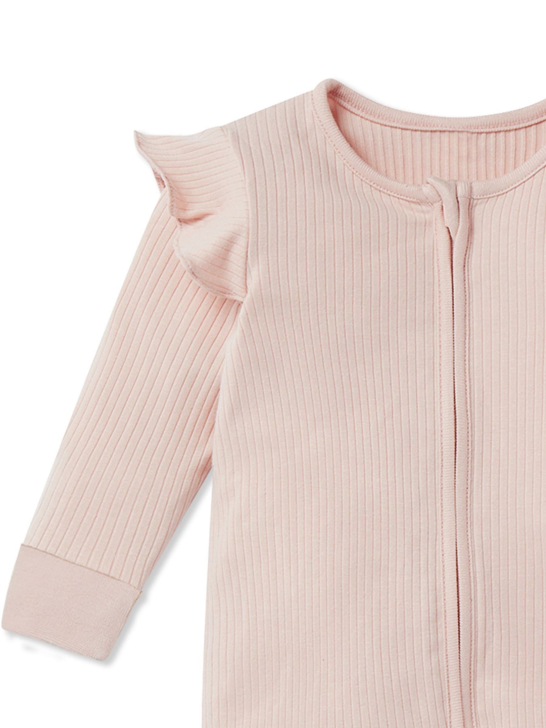 MORI Pink Supersoft Ribbed 2 Way Zip Sleepsuit - Image 5 of 6