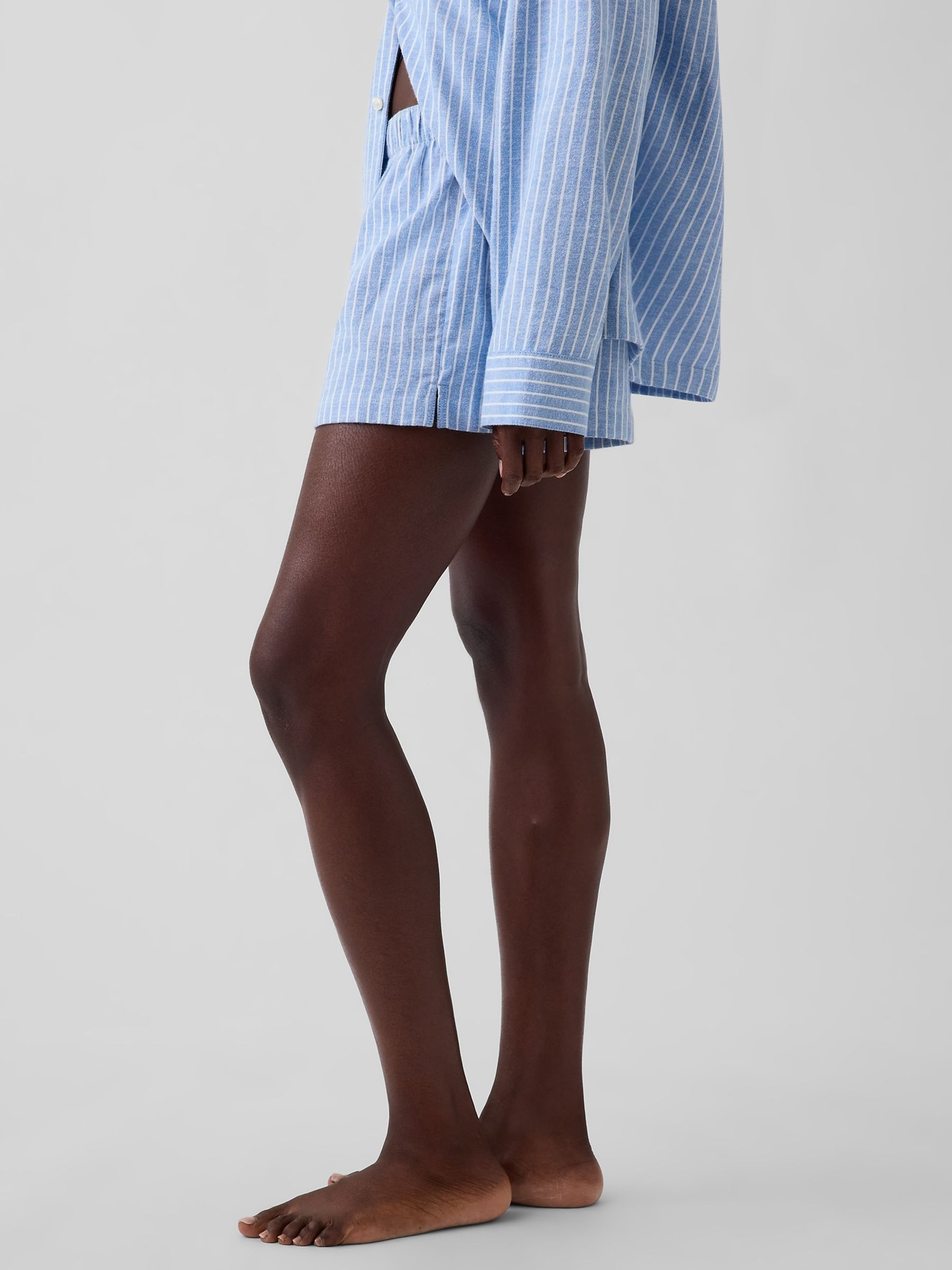 Blue Stripe Flannel Pyjamas Shorts - Image 3 of 6