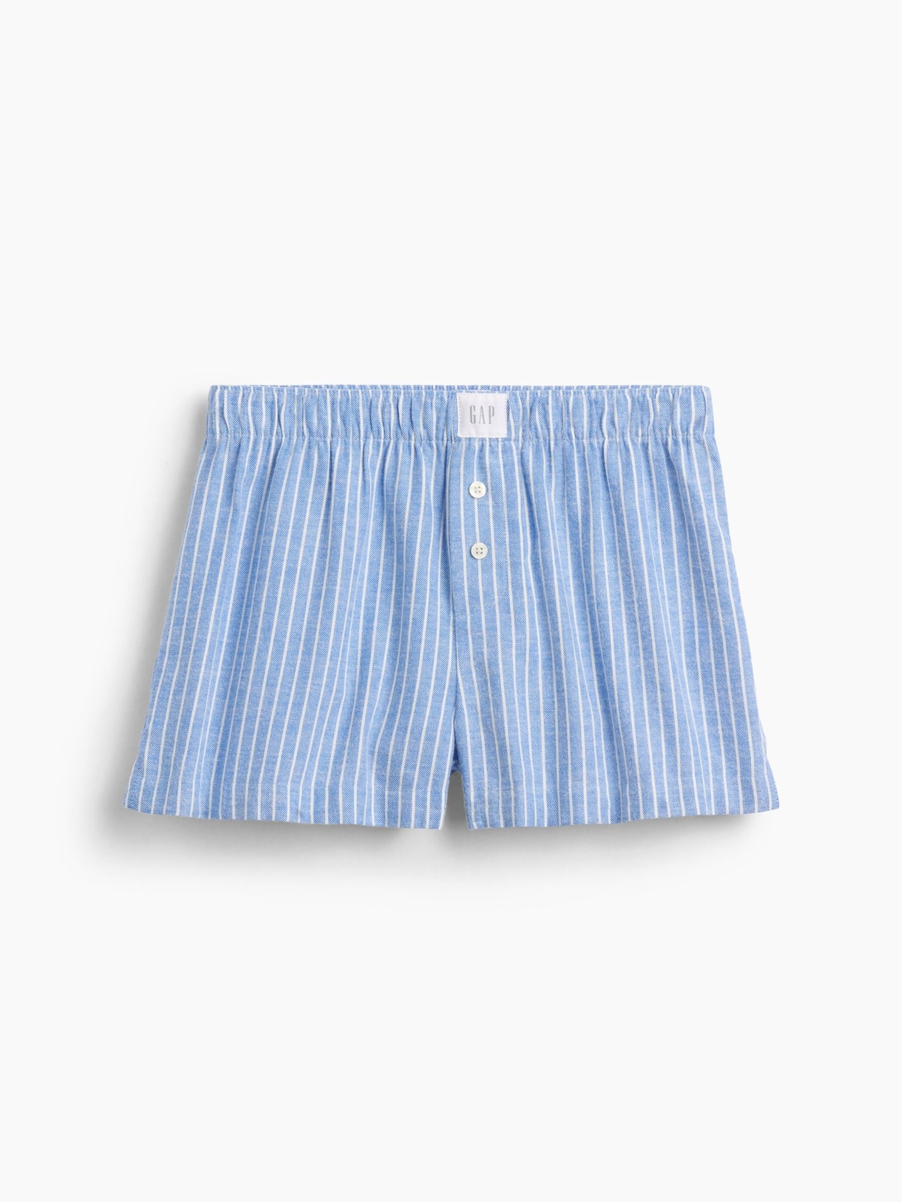 Blue Stripe Flannel Pyjamas Shorts - Image 5 of 6