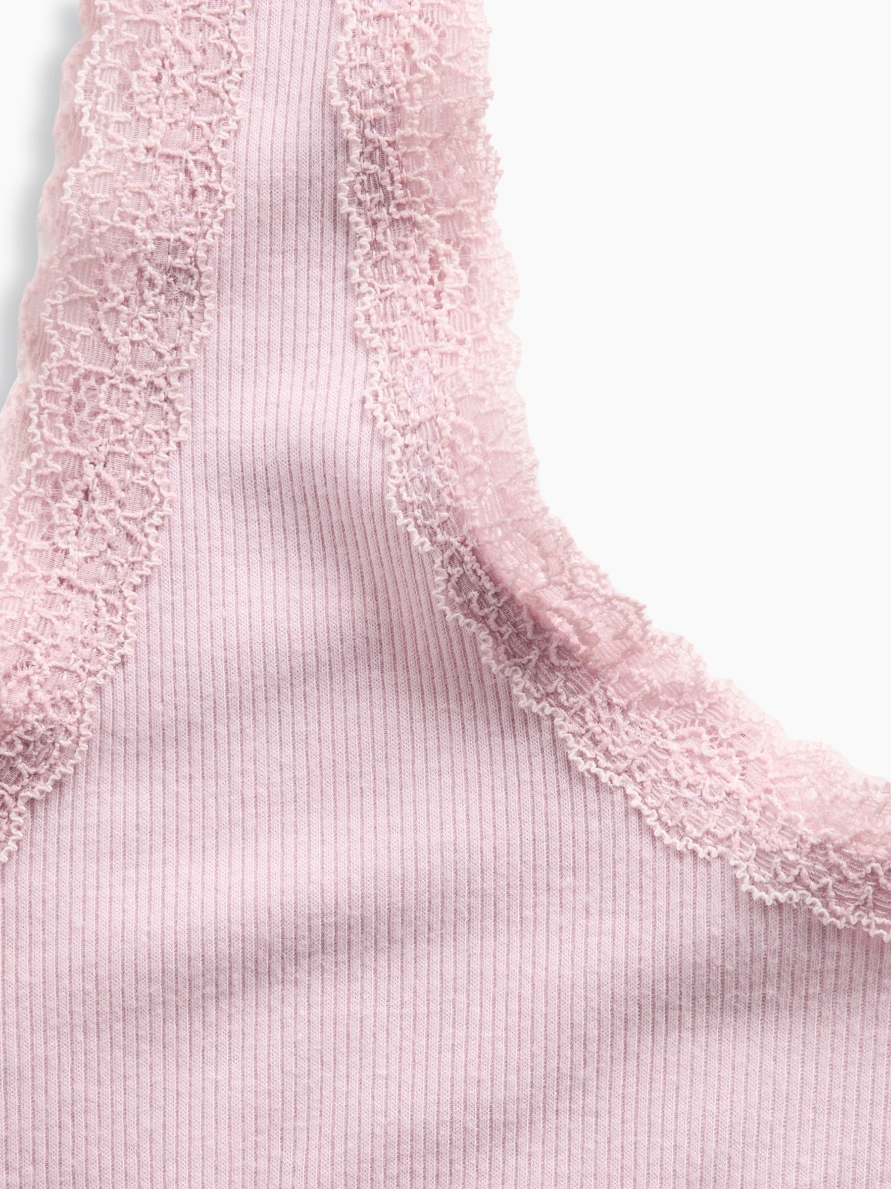 Pink Mini Rib Lace-Trim Pyjamas Vest - Image 4 of 4