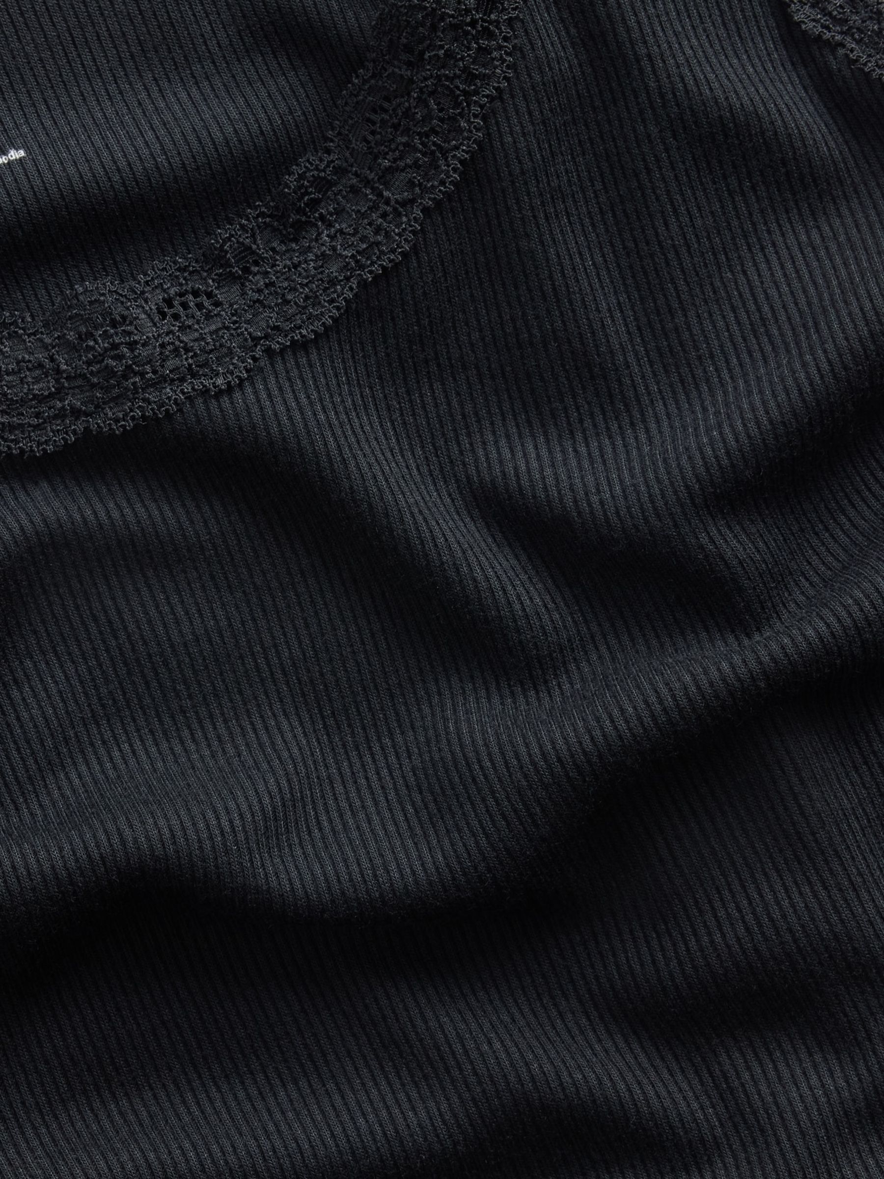 Black Mini Rib Lace-Trim Pyjamas Vest - Image 4 of 4