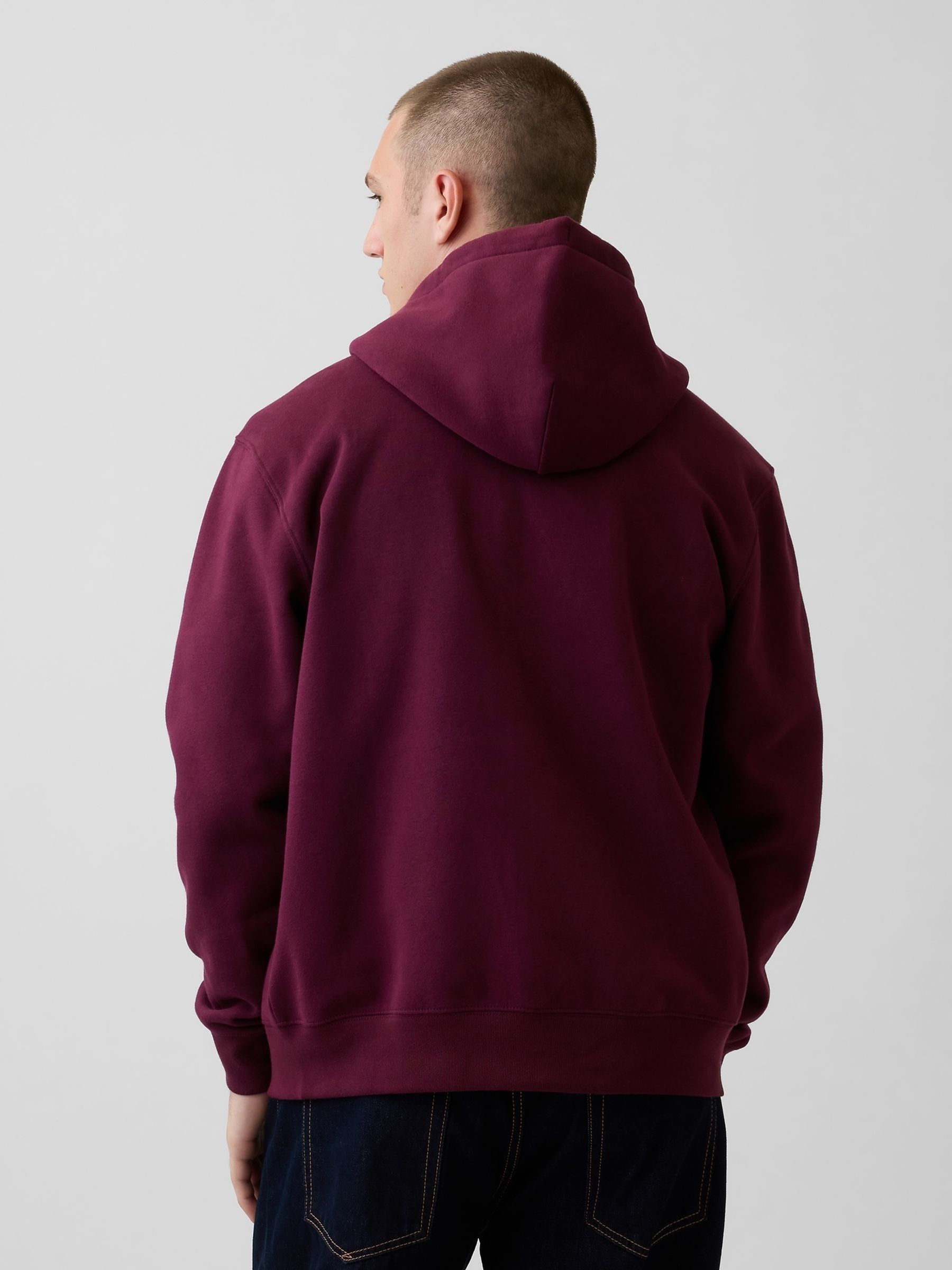 Burgundy Red/Blue Vintage Soft Arch Logo Zip Hoodie - Image 2 of 4