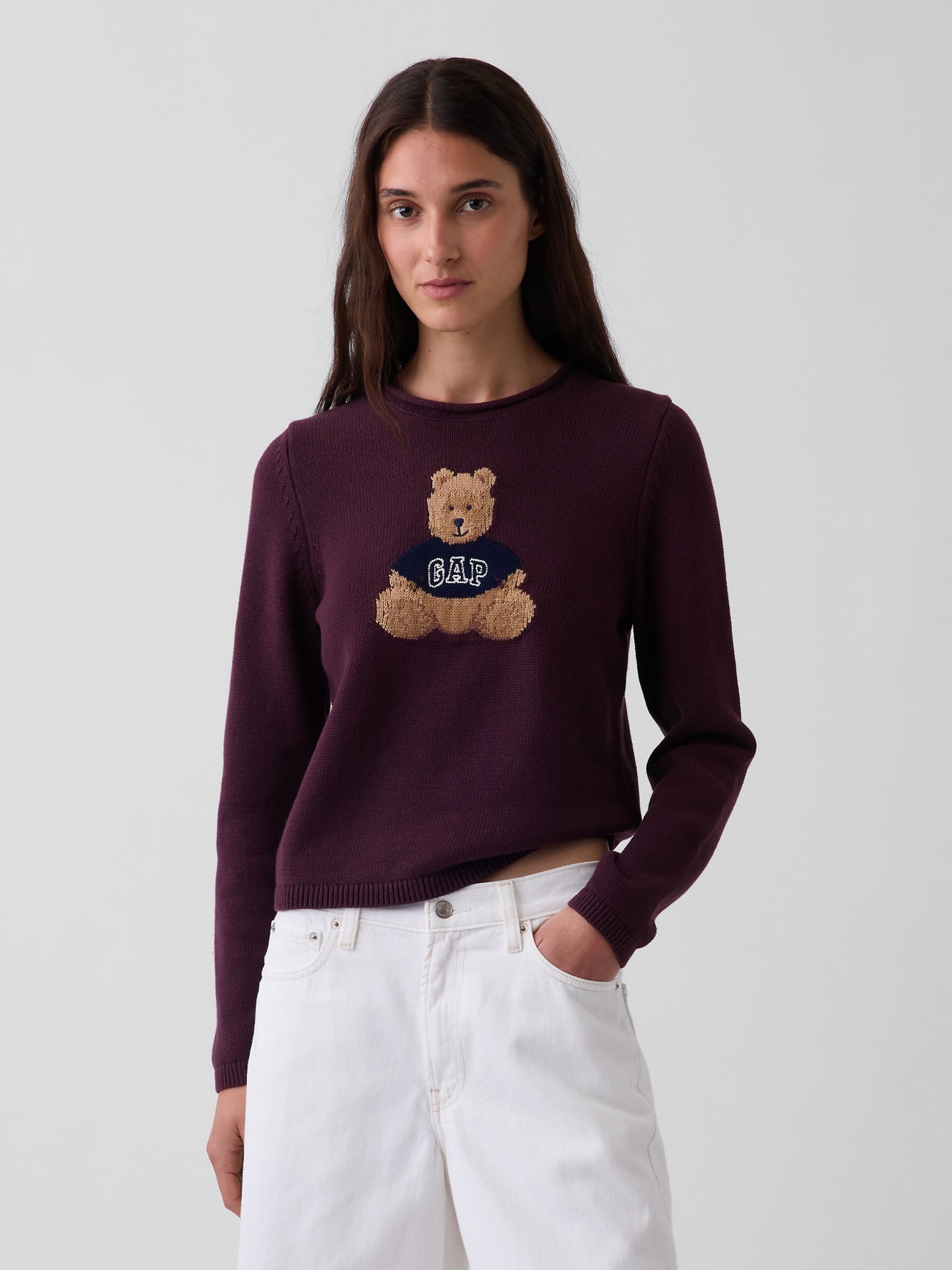 Burgundy Brannan Bear Rolled Neck Jumper - Image 1 of 4 Burgundy Brannan Bear Rolled Neck Jumper - Image 1 of 4