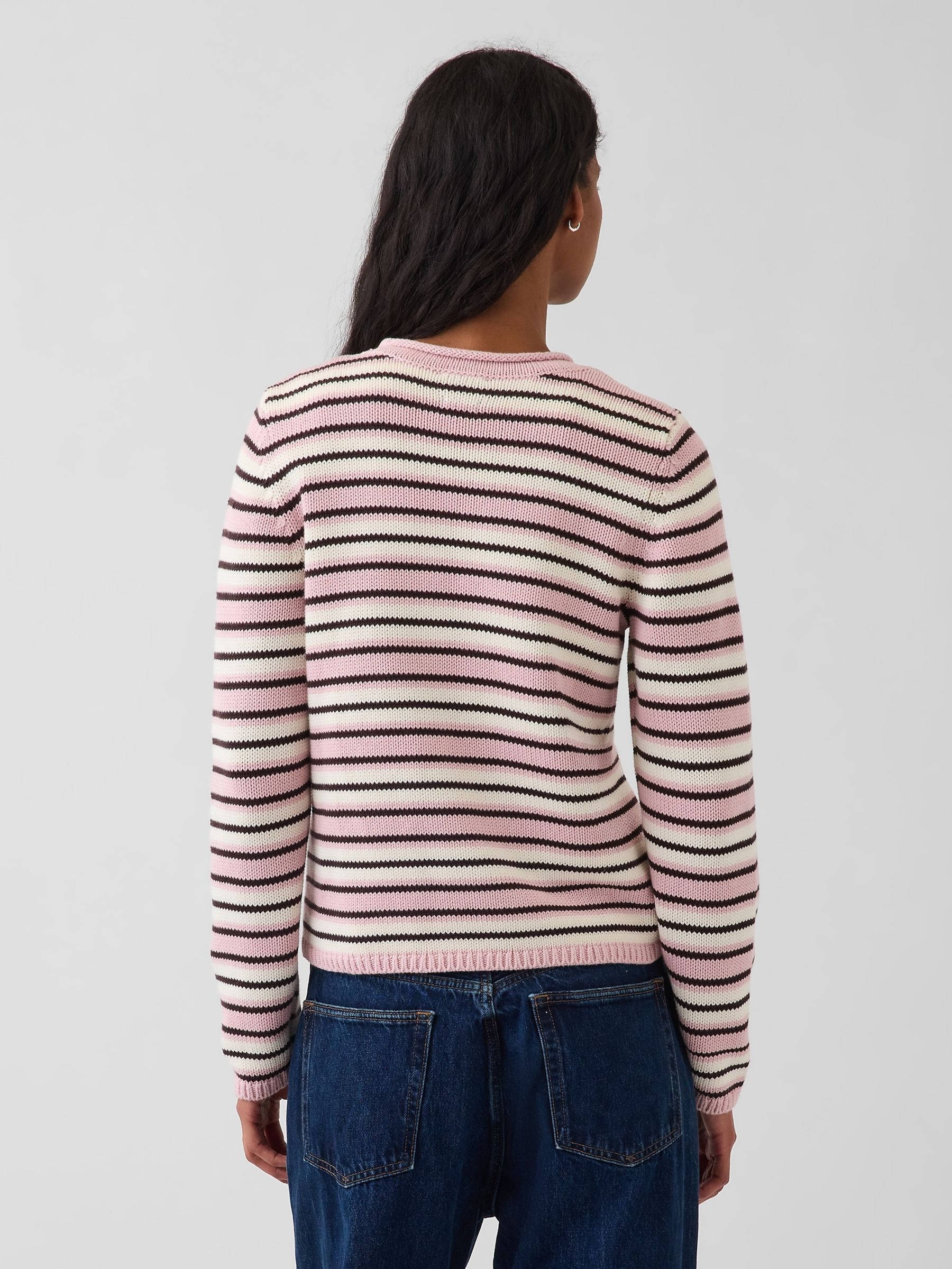 Pink Stripe Rolled Neck Jumper - Image 2 of 4