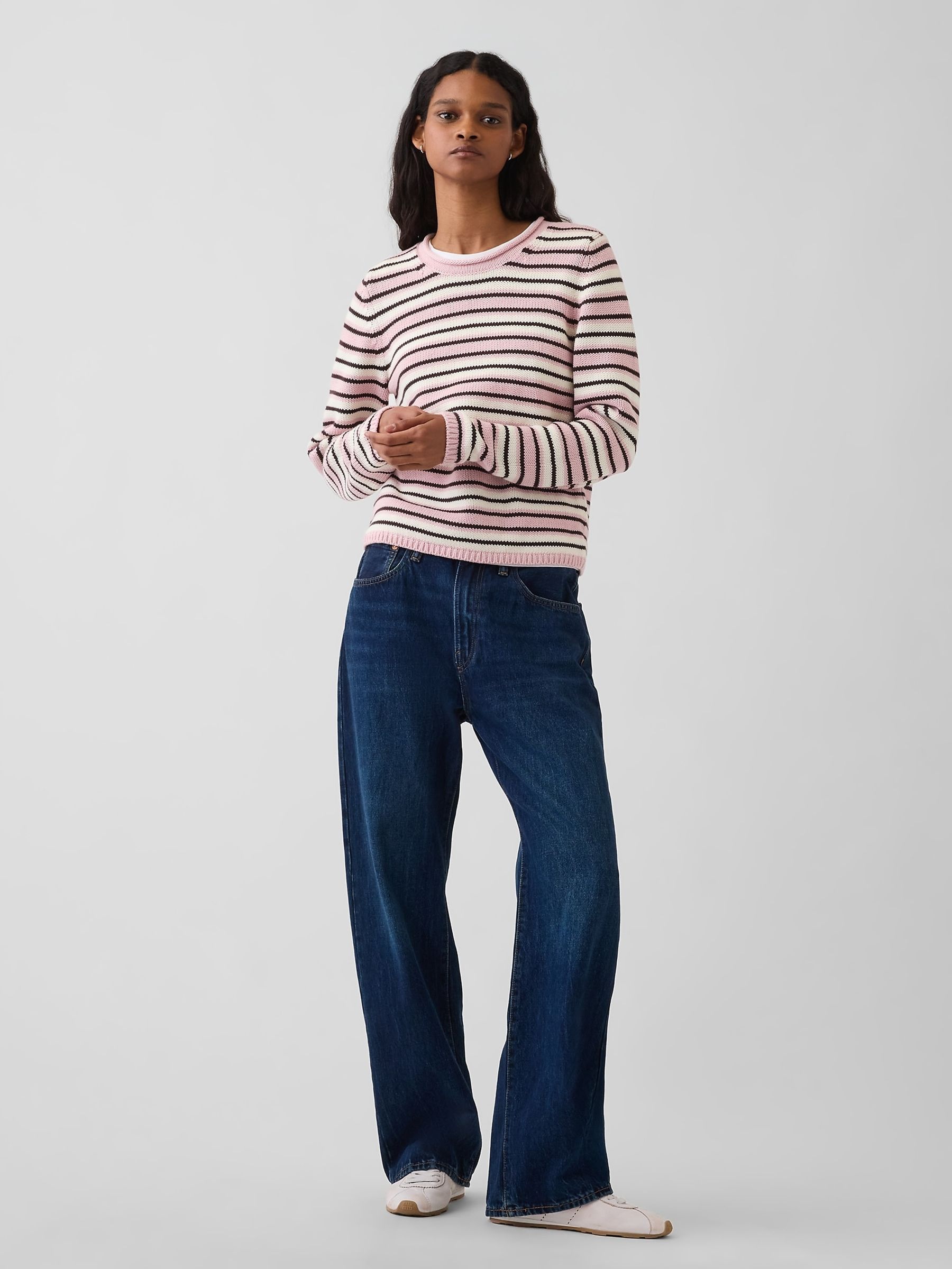 Pink Stripe Rolled Neck Jumper - Image 3 of 4