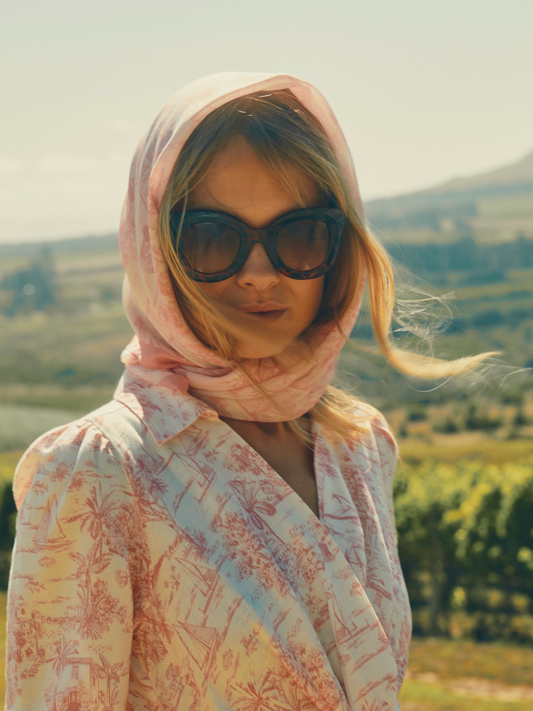 Abberton Pink & White Lightweight Printed Scarf - Image 1 of 5