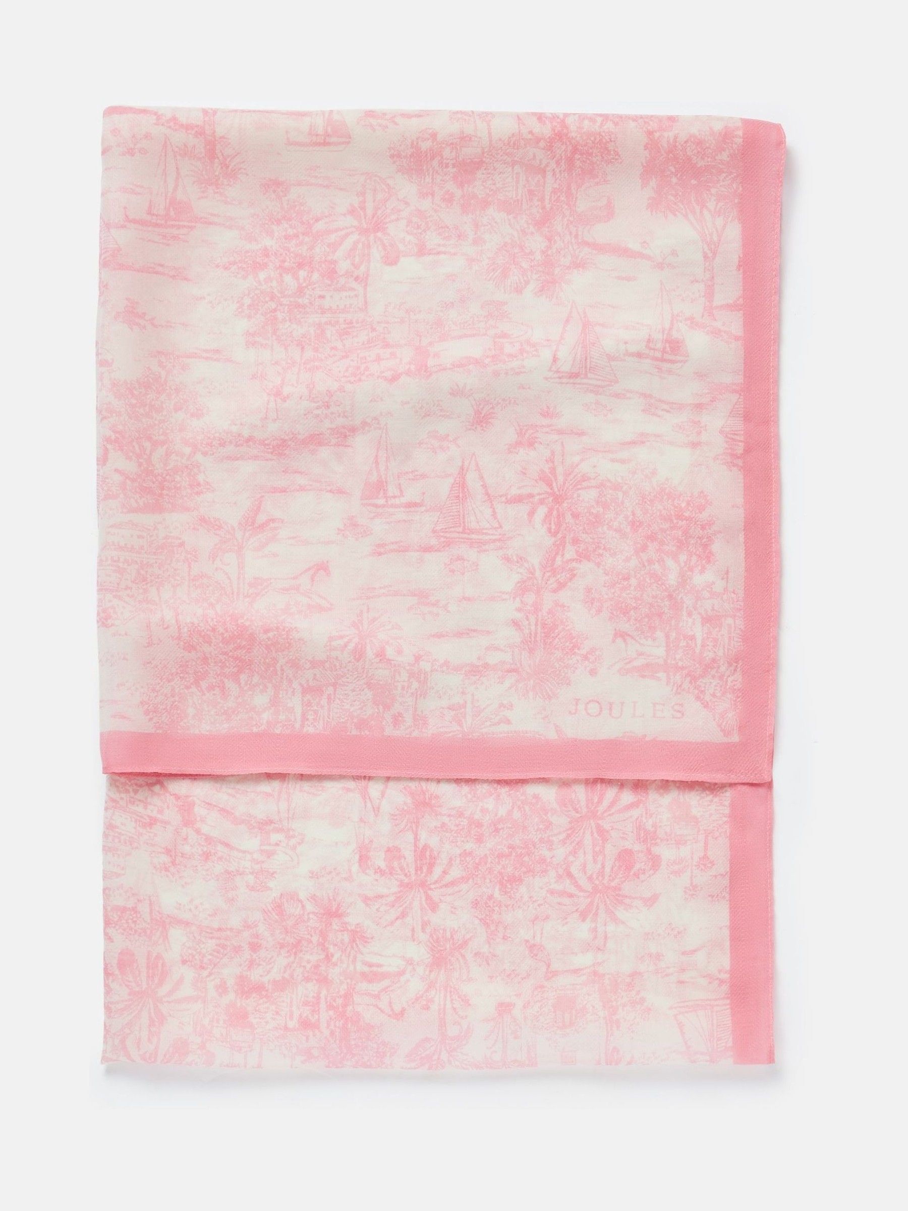 Abberton Pink & White Lightweight Printed Scarf - Image 5 of 5