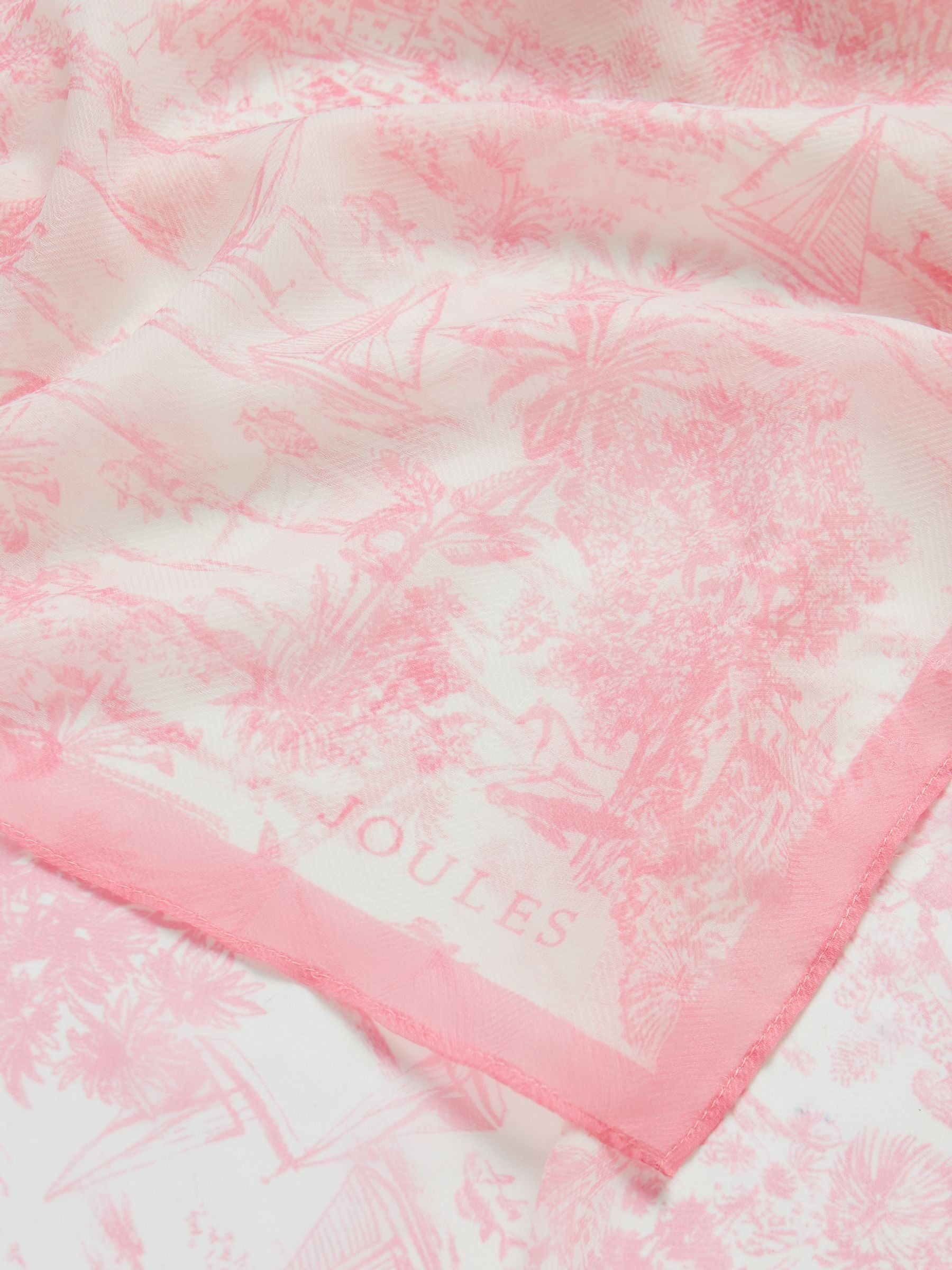 Abberton Pink & White Lightweight Printed Scarf - Image 6 of 6