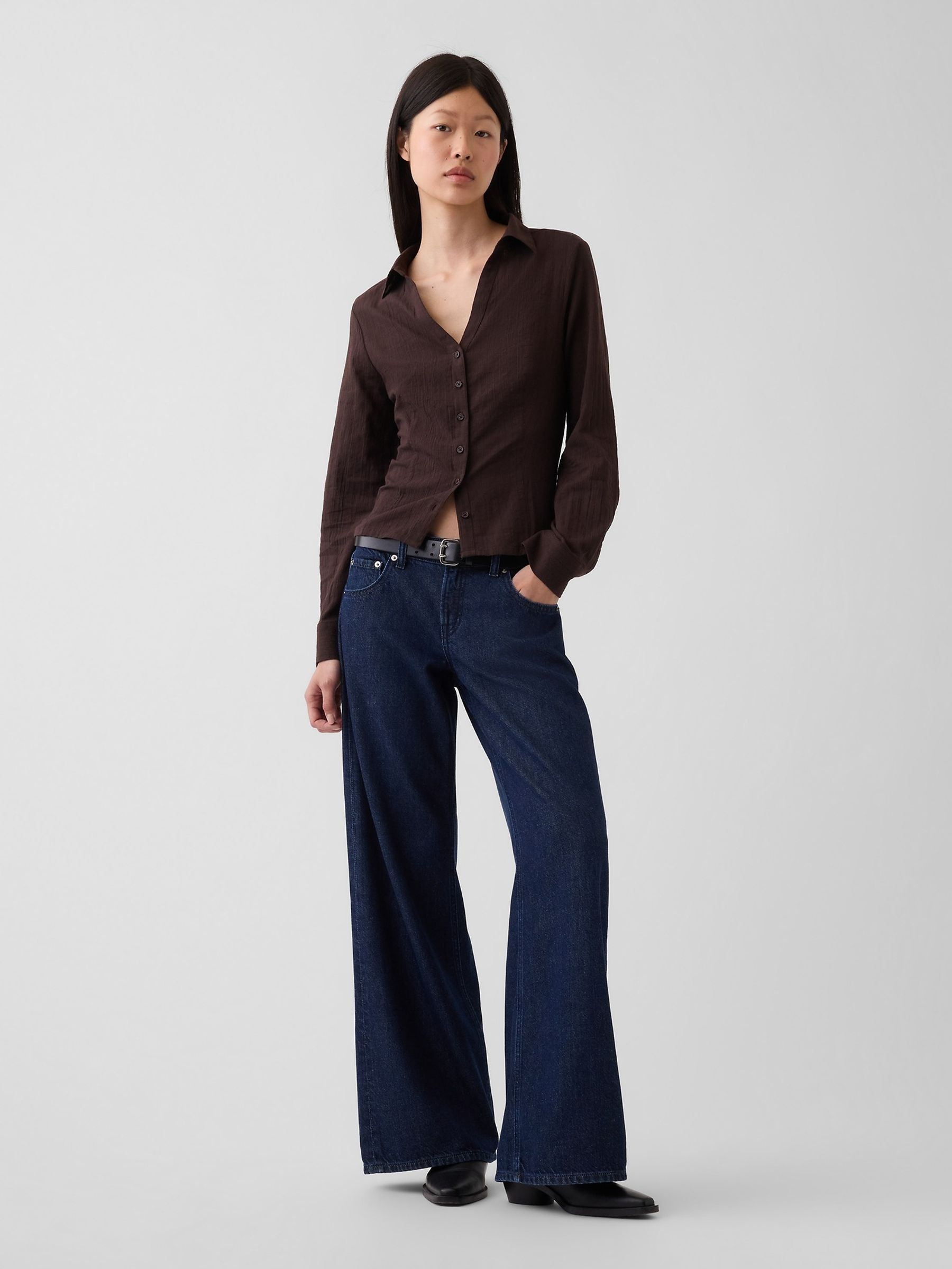 Brown Textured Dobby Fitted Shirt - Image 3 of 4