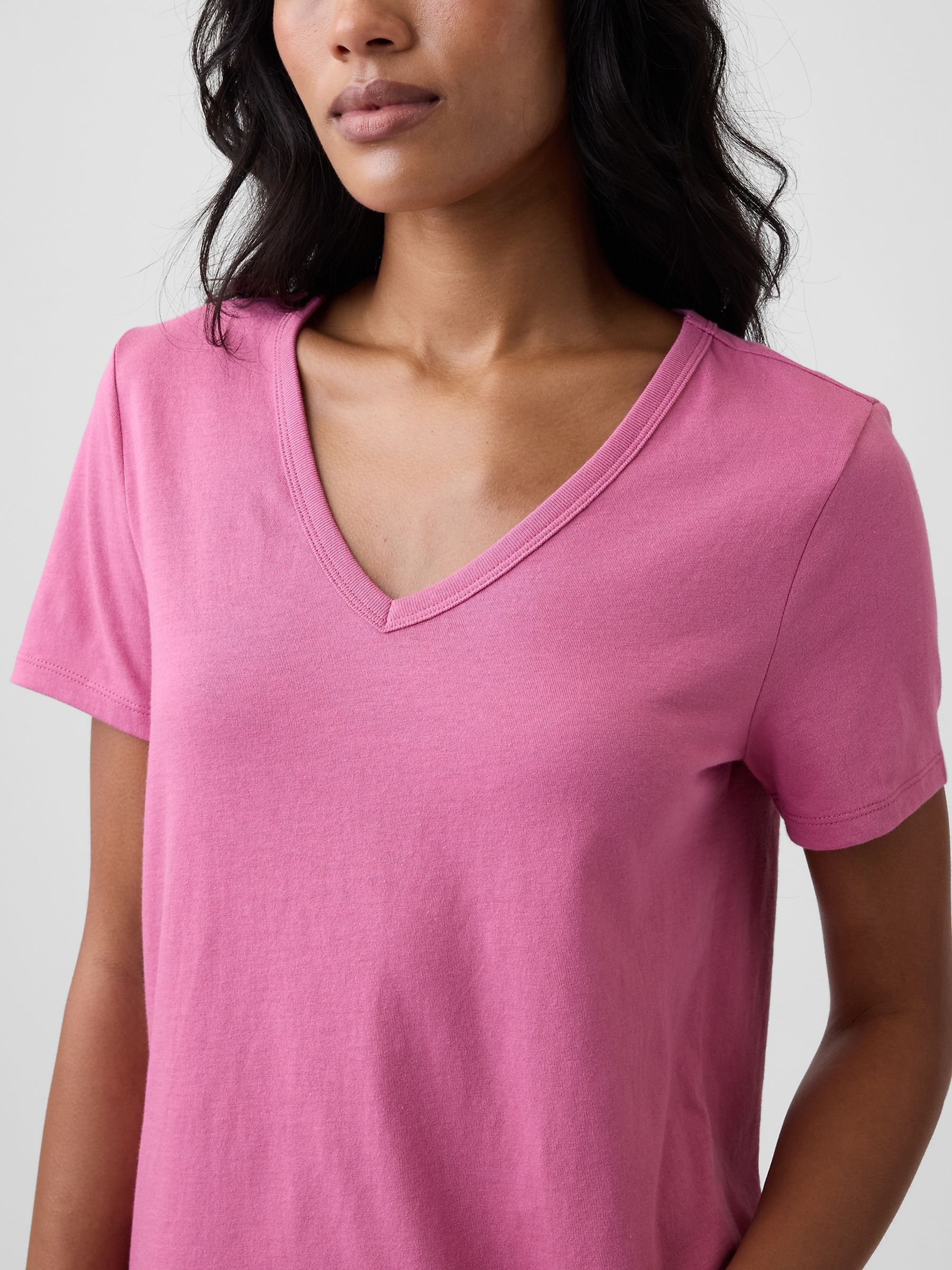Bright Pink Favourite V-Neck Short Sleeve T-Shirt - Image 3 of 5