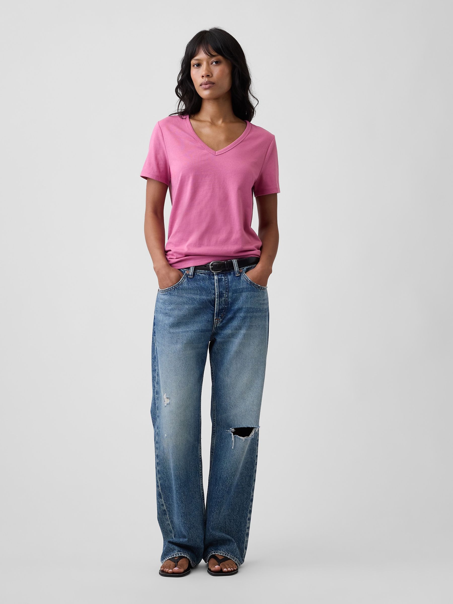 Bright Pink Favourite V-Neck Short Sleeve T-Shirt - Image 4 of 5