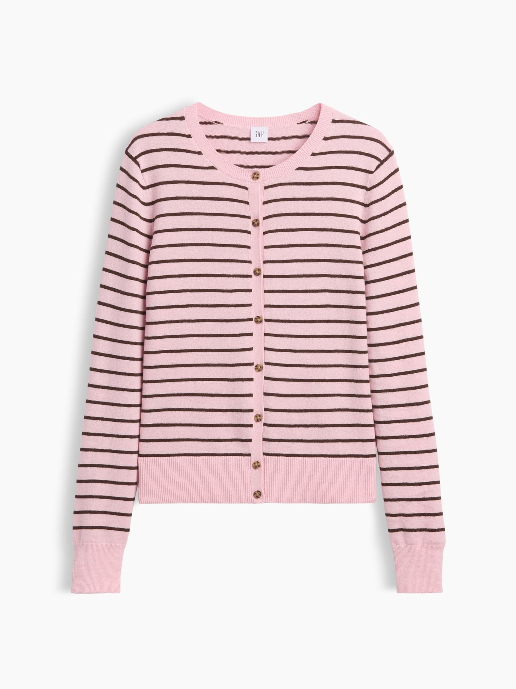 Pink Stripe Crew Neck Cardigan - Image 4 of 5