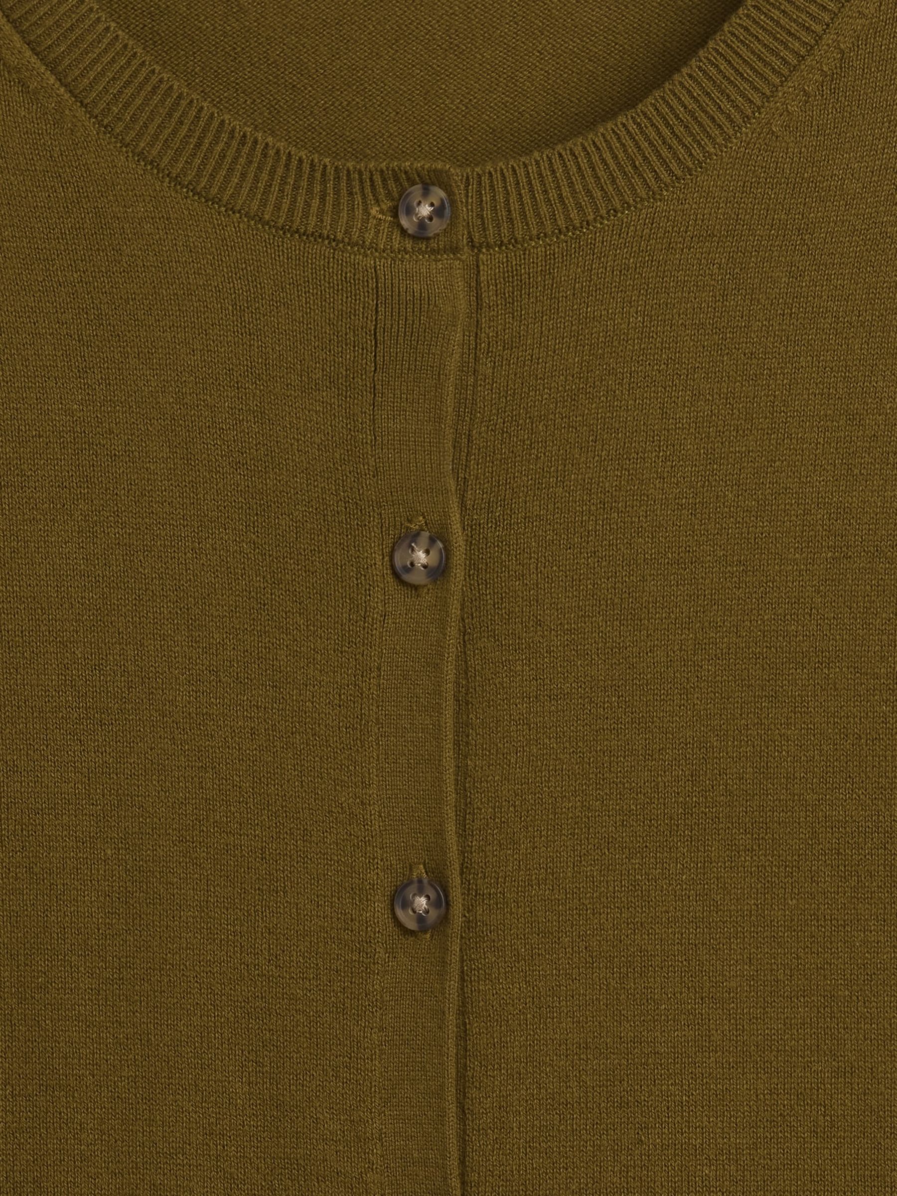 Olive Green Crew Neck Cardigan - Image 5 of 5 Olive Green Crew Neck Cardigan - Image 5 of 5