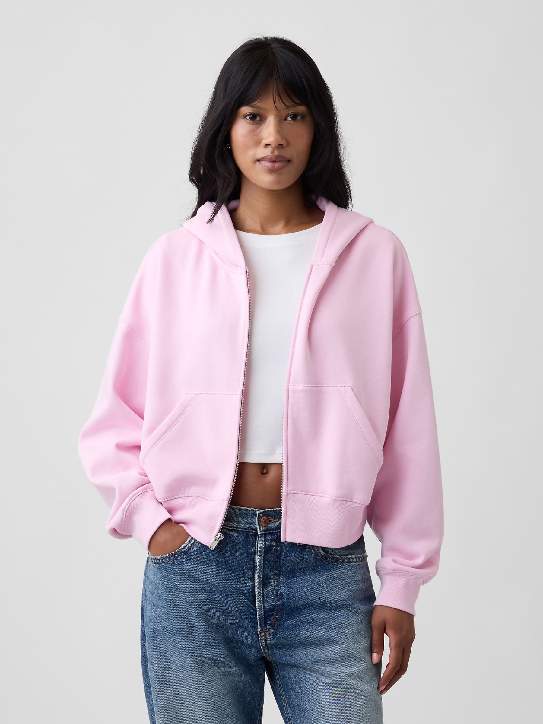 Light Pink Vintage Soft Wedge Zip Hoodie - Image 1 of 4 Light Pink Vintage Soft Wedge Zip Hoodie - Image 1 of 4