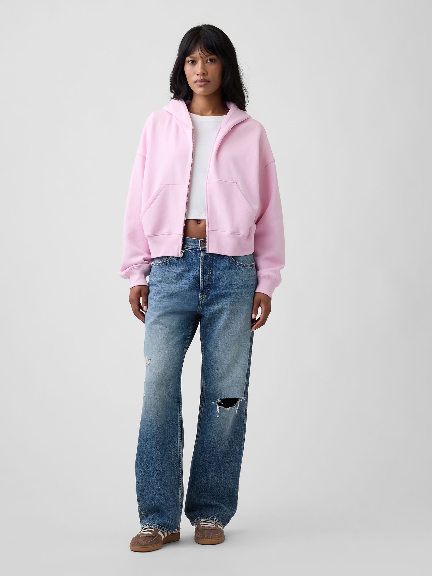 Light Pink Vintage Soft Wedge Zip Hoodie - Image 3 of 4