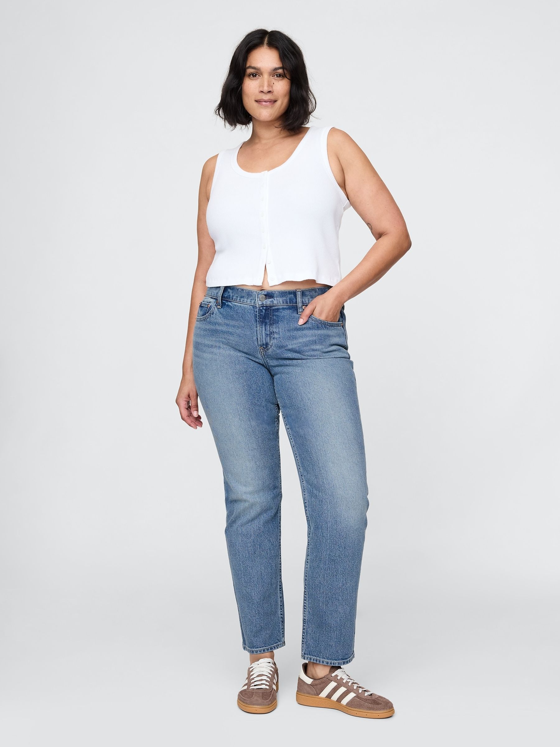 Medium Wash Low Rise '90s Slim Straight Jeans - Image 5 of 6