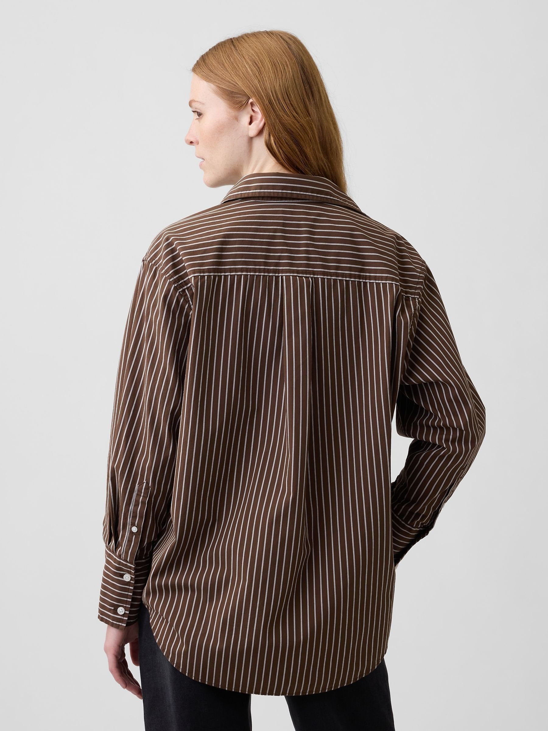 Brown Stripe Poplin Big Shirt - Image 2 of 4