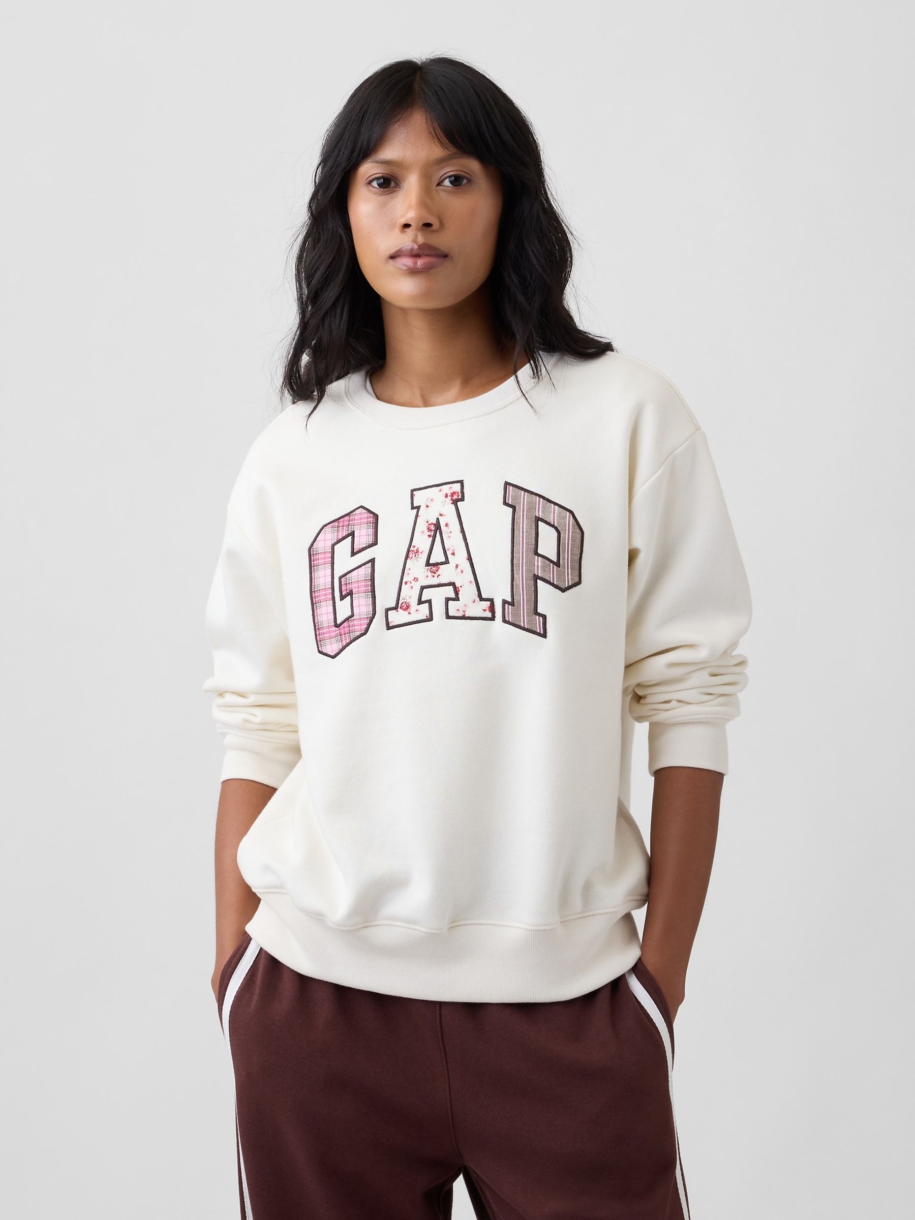 Cream Patchwork Logo Sweatshirt - Image 1 of 5