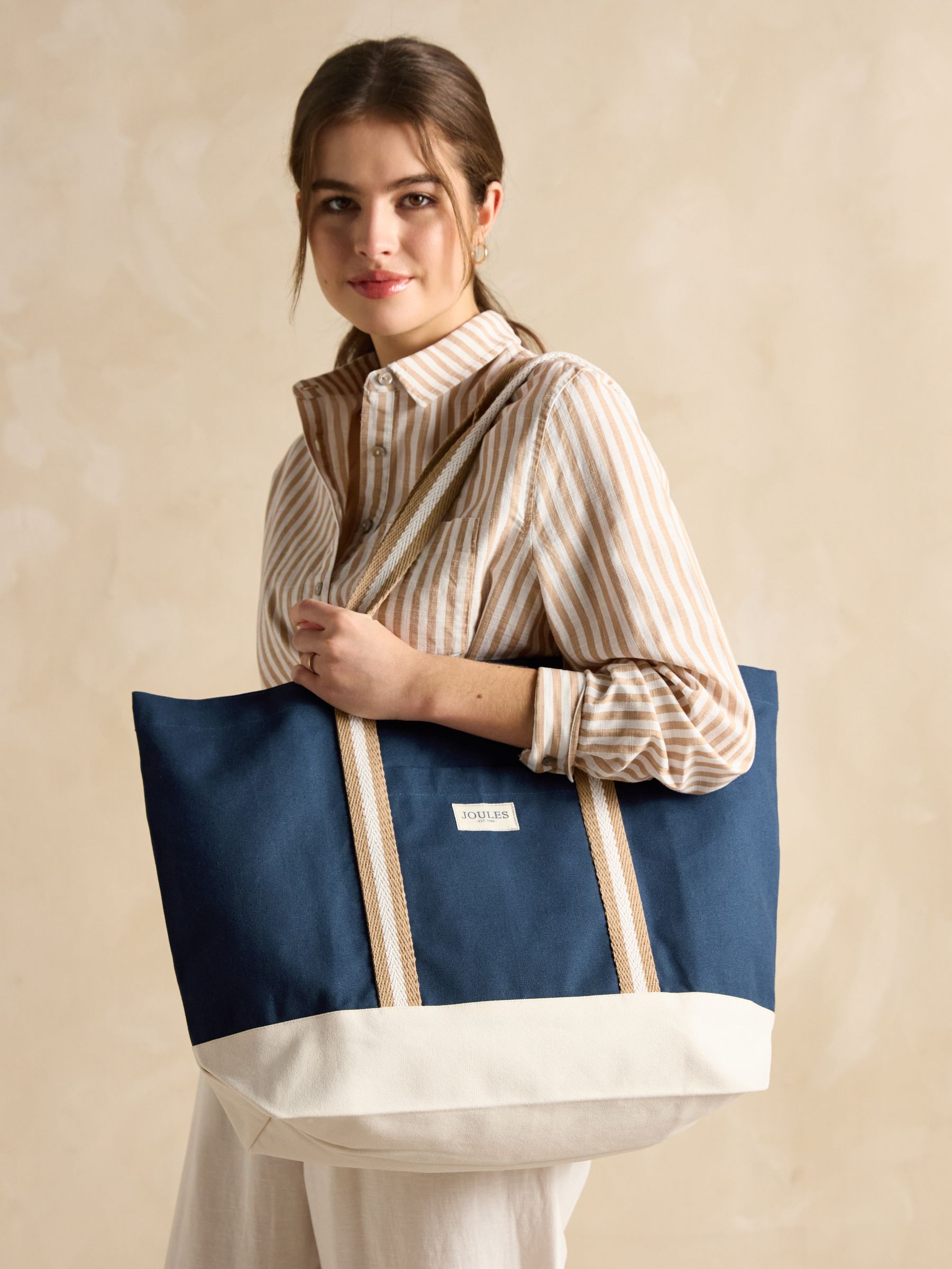 Promenade Navy Canvas Beach Bag - Image 2 of 8