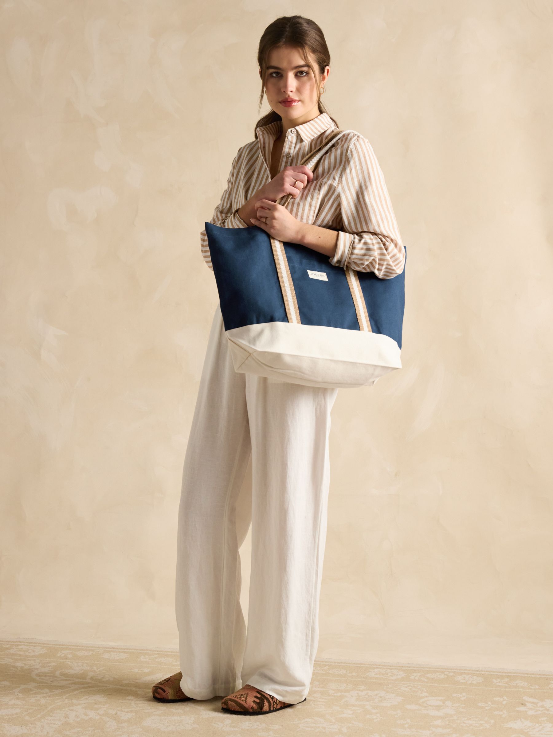 Promenade Navy Canvas Beach Bag - Image 3 of 8