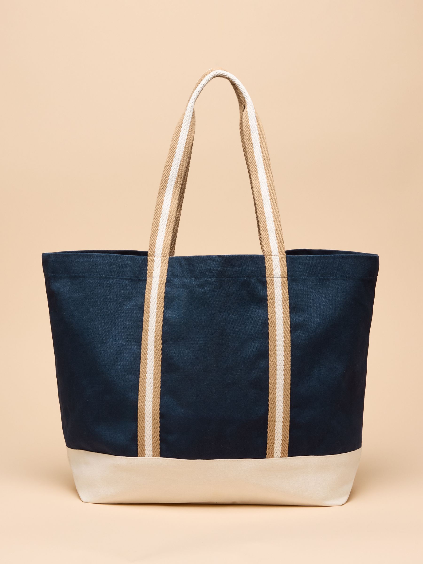 Promenade Navy Canvas Beach Bag - Image 4 of 8