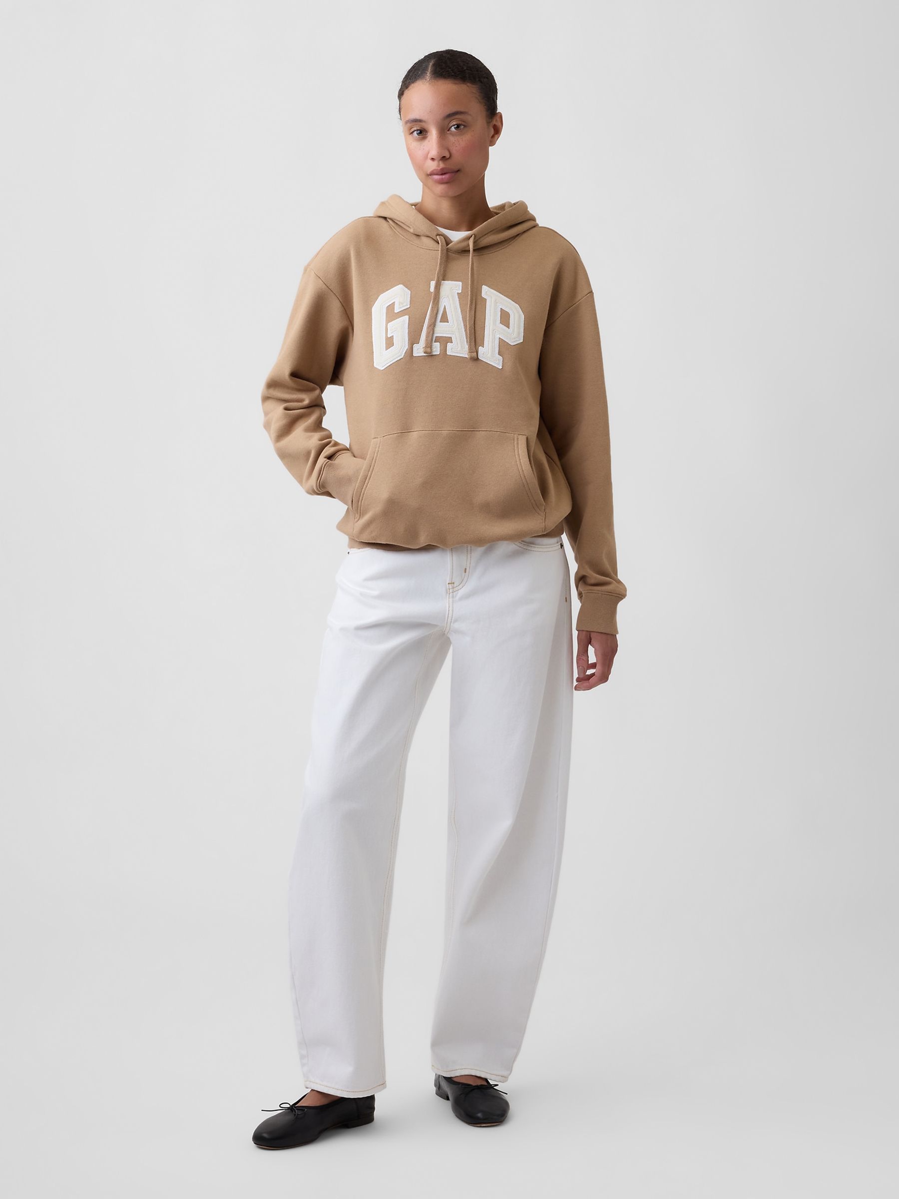 Tan Brown Relaxed Logo Hoodie - Image 3 of 5