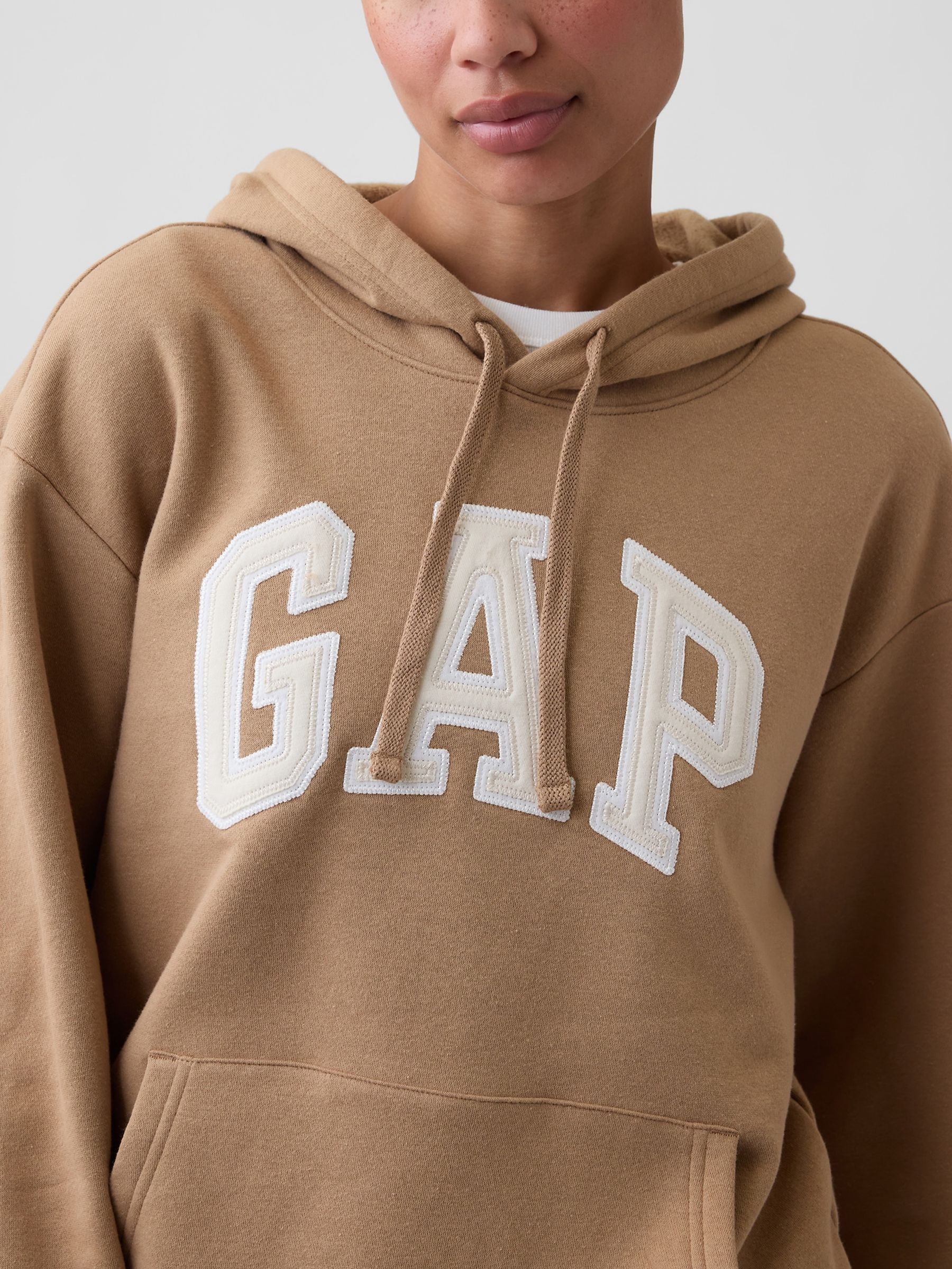 Tan Brown Relaxed Logo Hoodie - Image 4 of 5