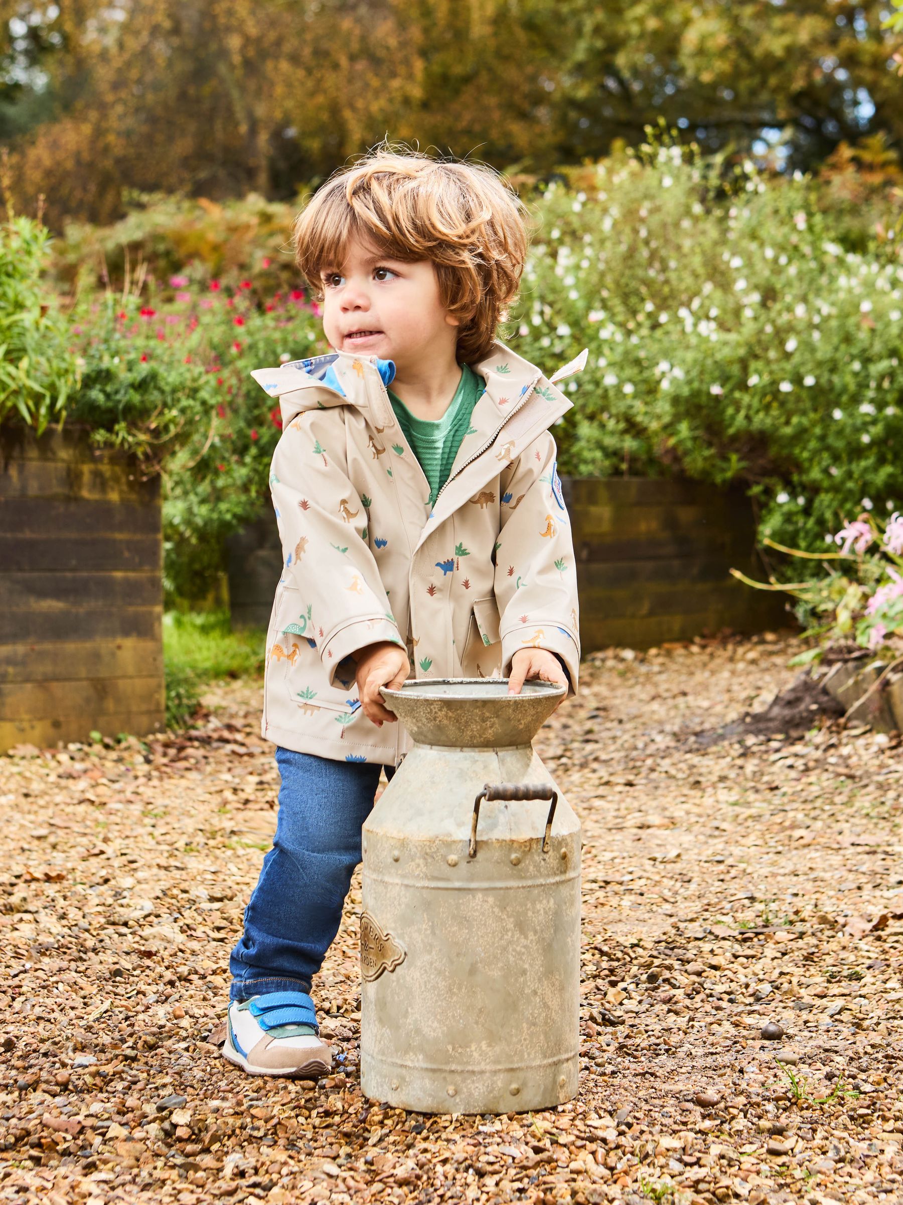 Natural Dinosaur Print Waterproof Jacket JoJo Maman Bébé