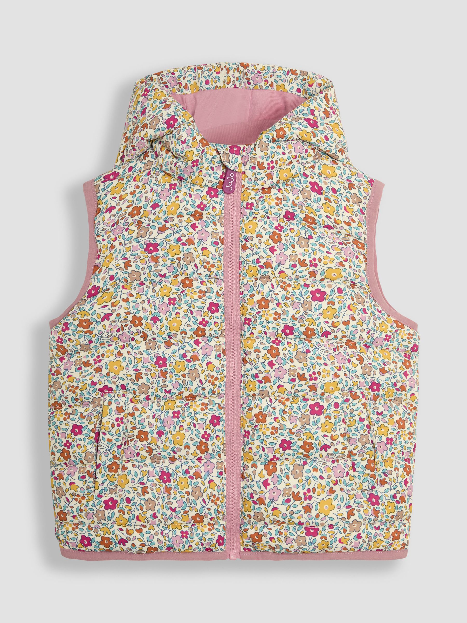 Cream Floral Quilted Puffer Gilet - Image 1 of 3