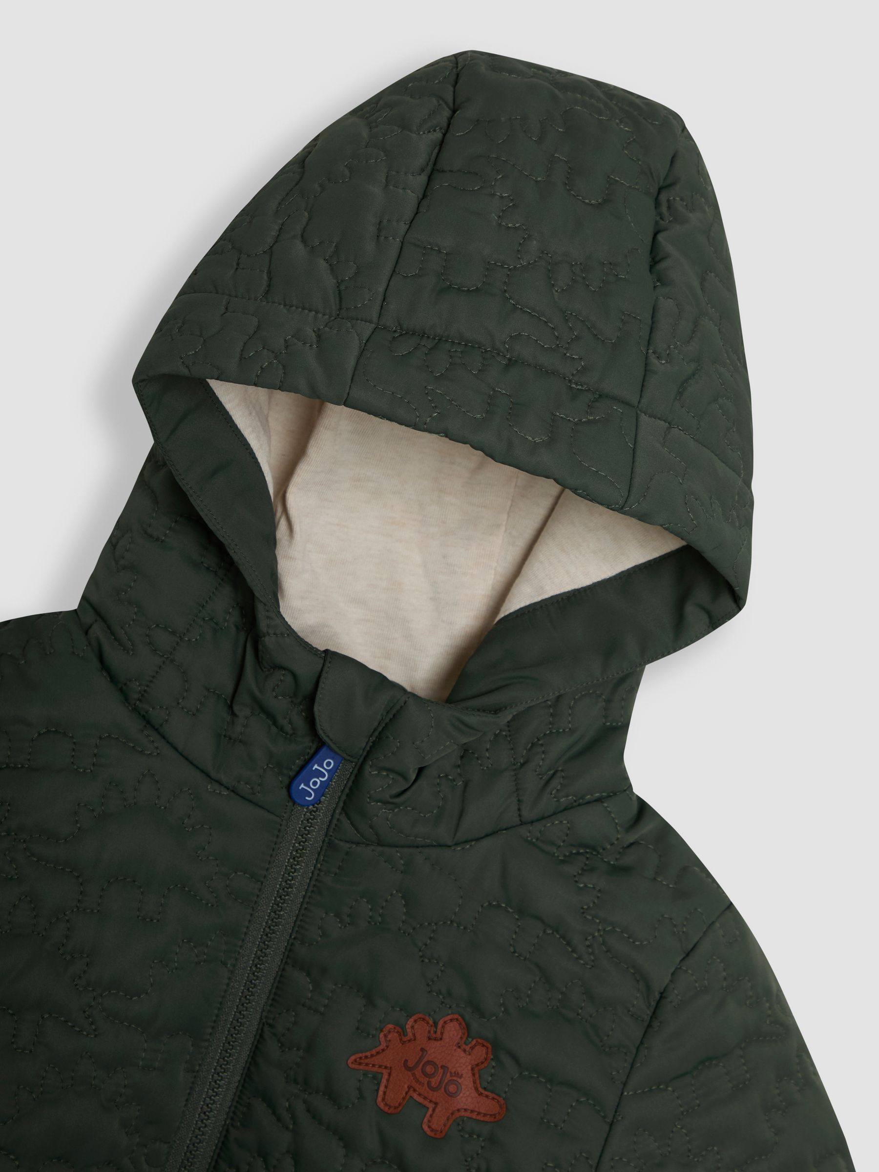 Khaki Dinosaur Quilted Puffer Jacket - Image 3 of 4