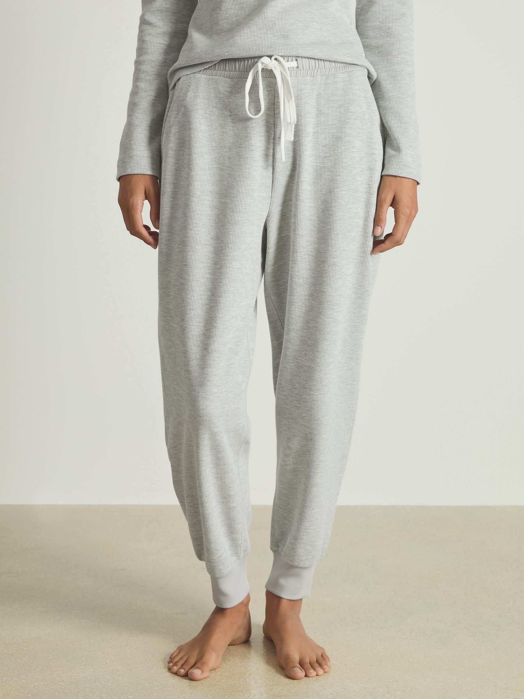 Waffle Jersey Joggers with Cotton in Grey Marl - Image 3 of 6