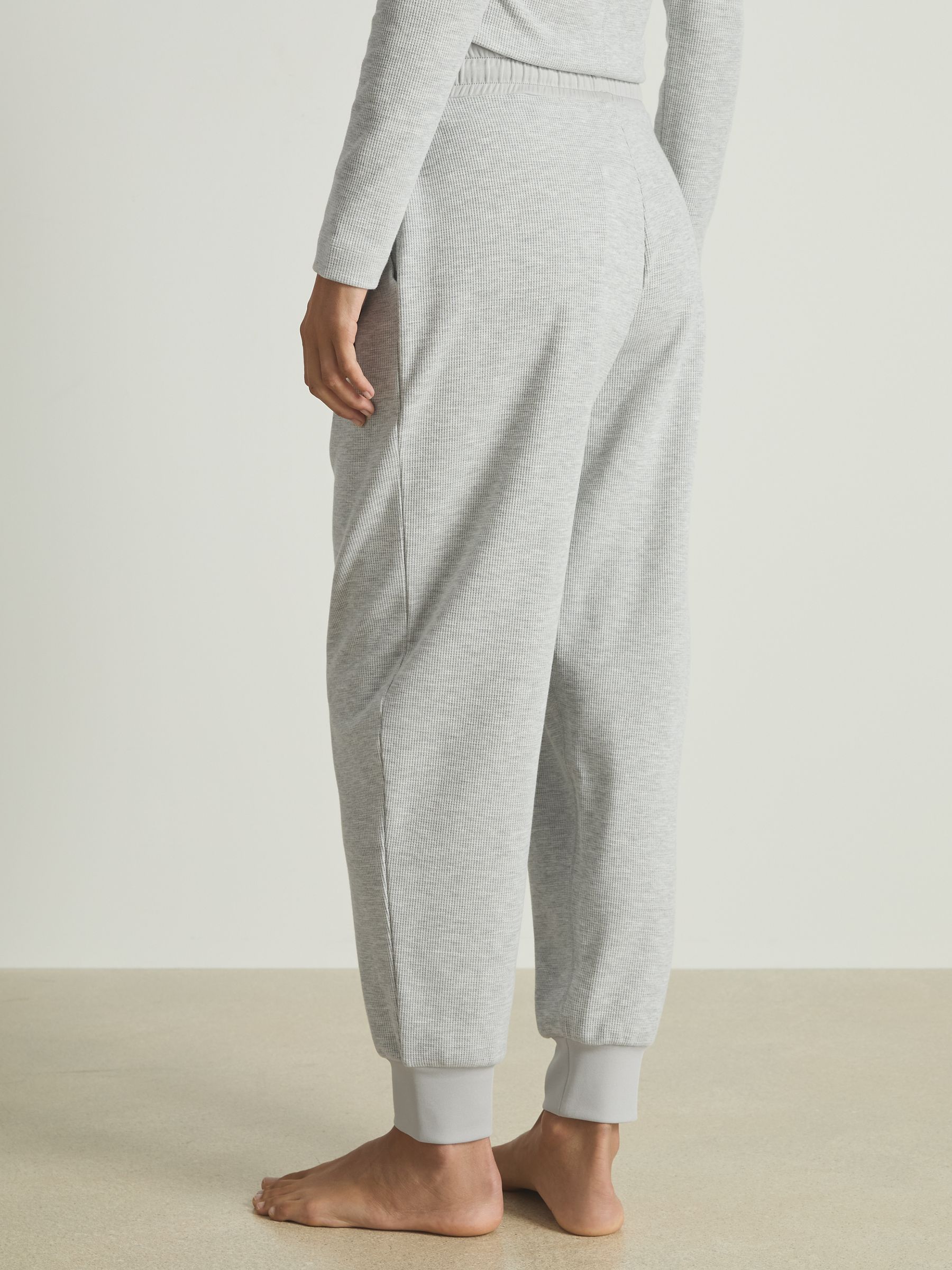 Waffle Jersey Joggers with Cotton in Grey Marl - Image 5 of 6