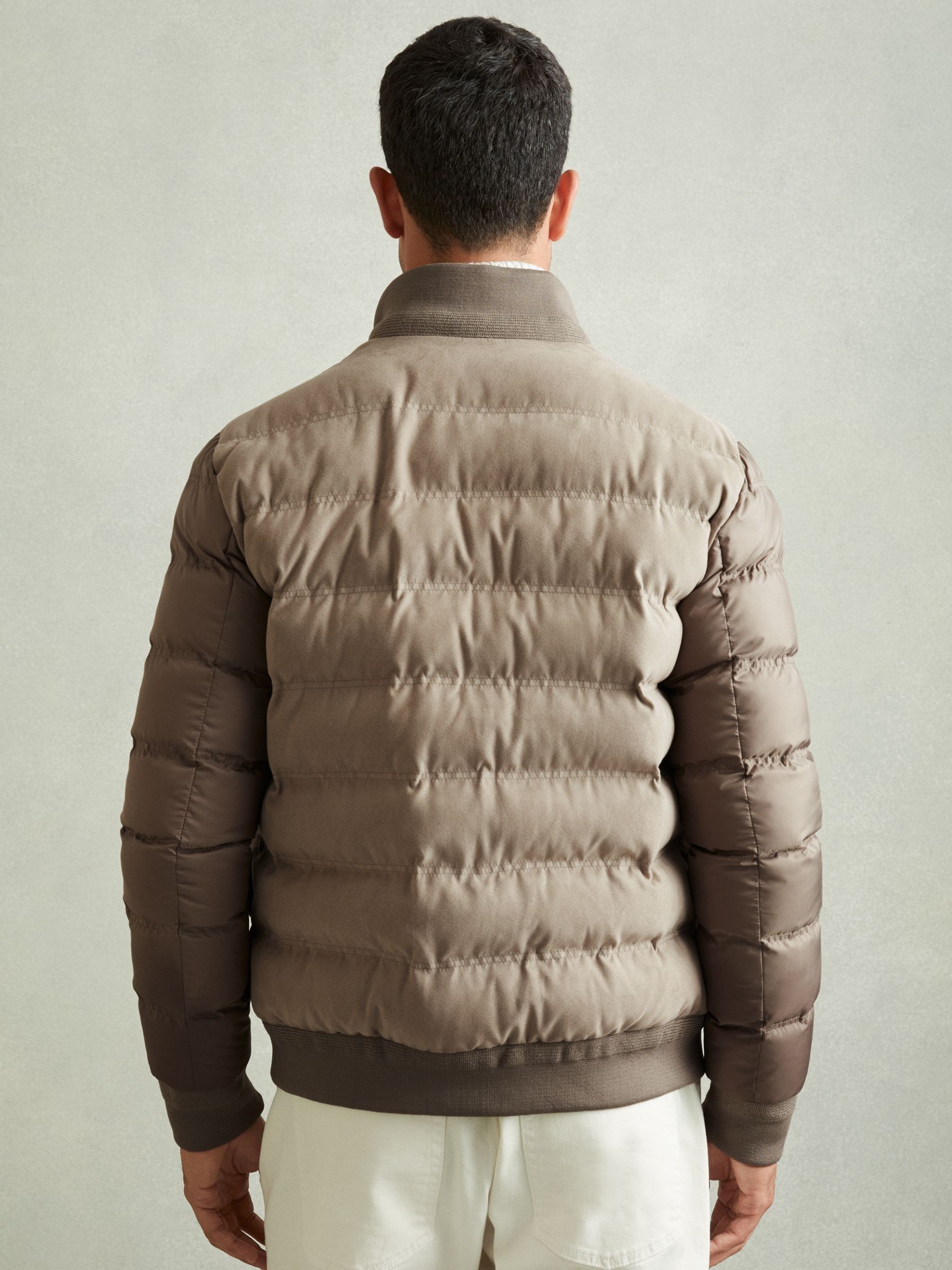 Patch-Pocket Quilted-Alcantara Jacket in Stone - Image 6 of 7