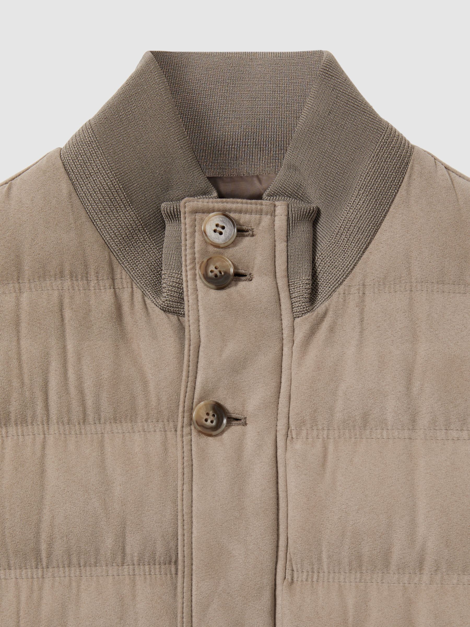 Patch-Pocket Quilted-Alcantara Jacket in Stone - Image 7 of 7