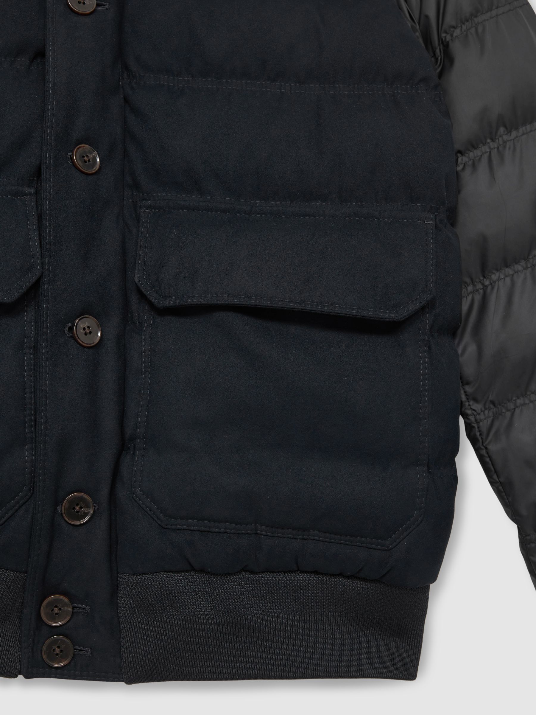 Patch-Pocket Quilted-Alcantara Jacket in Navy - Image 6 of 6