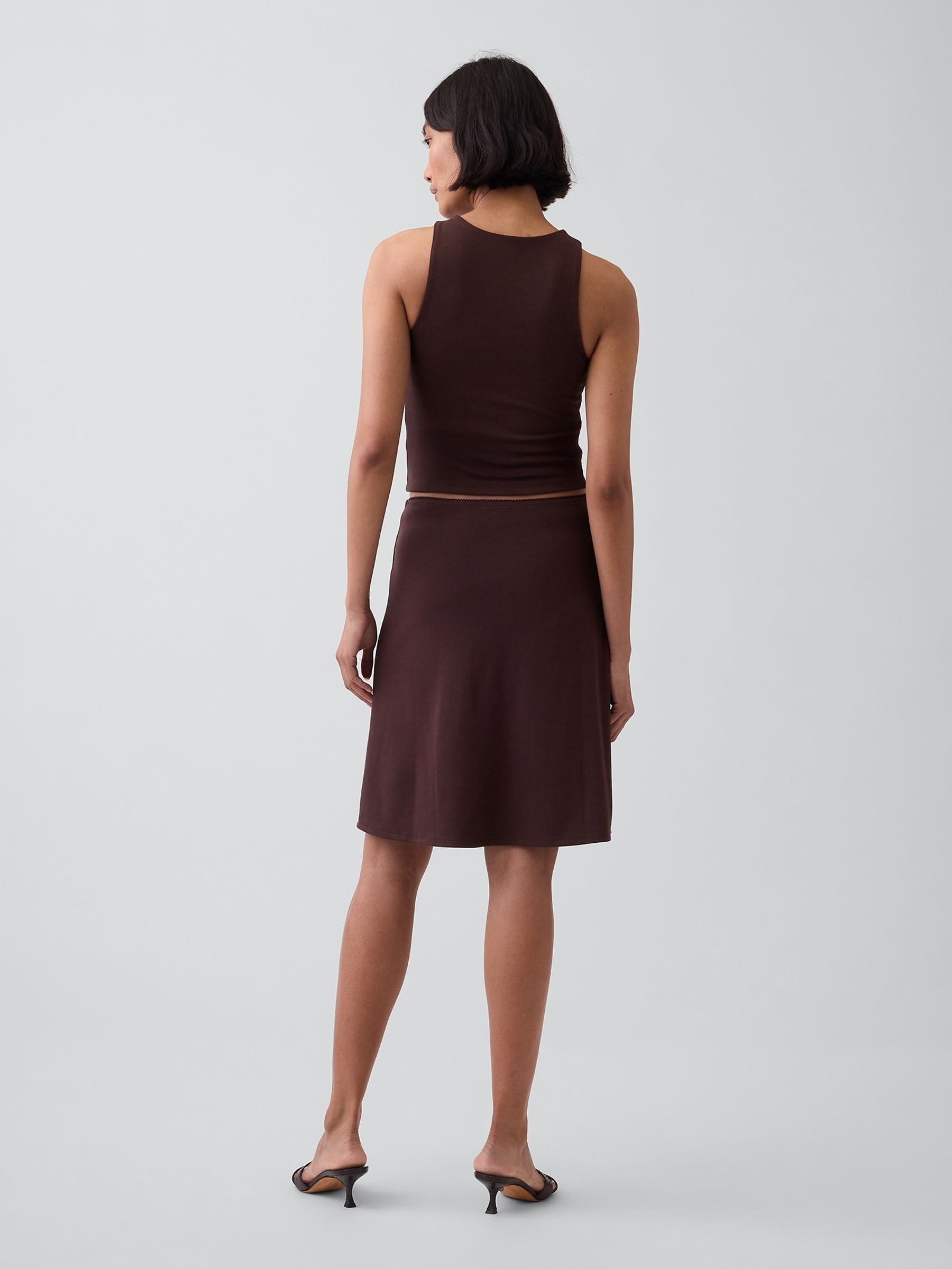Chocolate Brown Easy Knee-Length Skirt - Image 2 of 5 Chocolate Brown Easy Knee-Length Skirt - Image 2 of 5