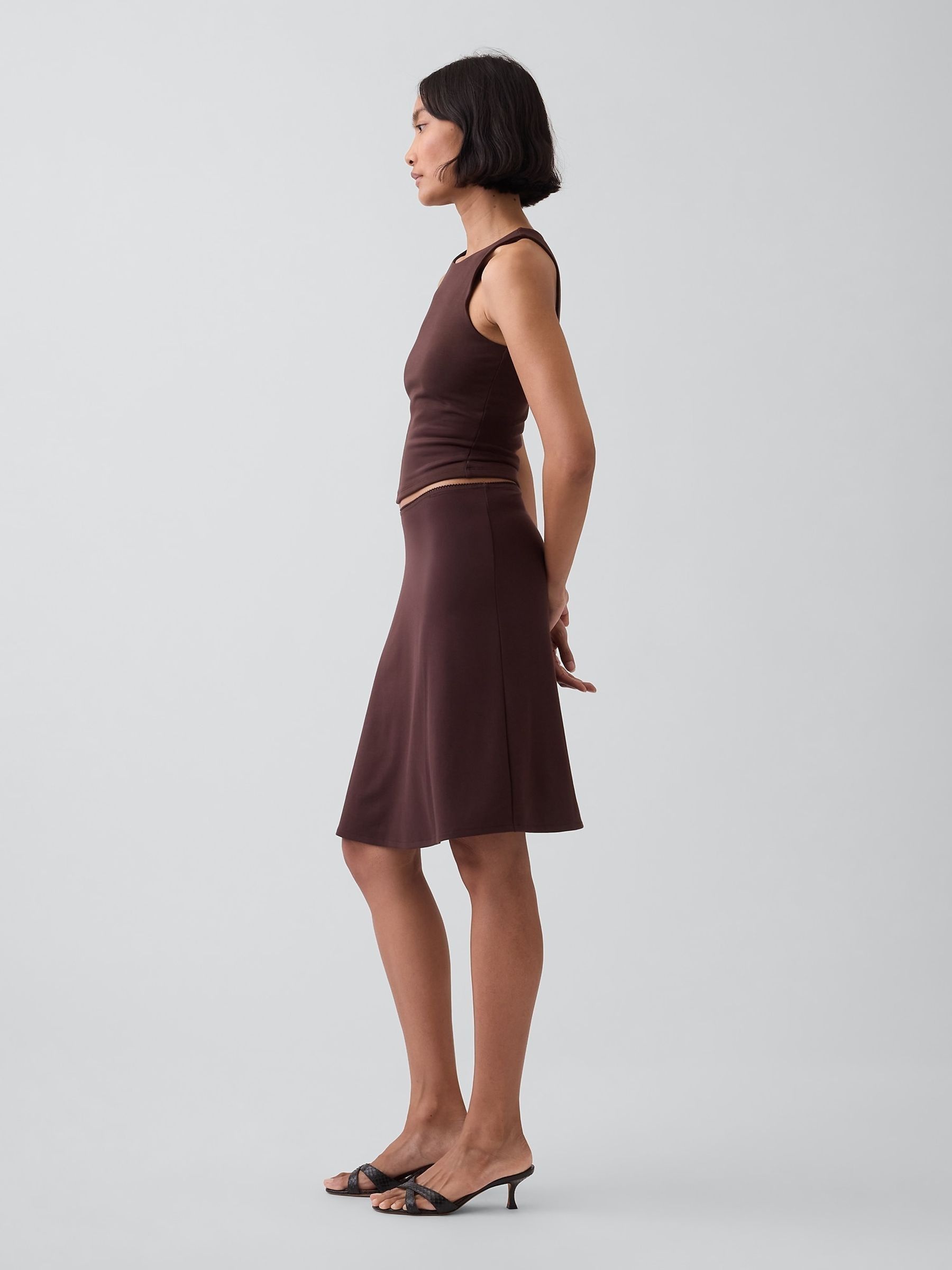 Chocolate Brown Easy Knee-Length Skirt - Image 3 of 5