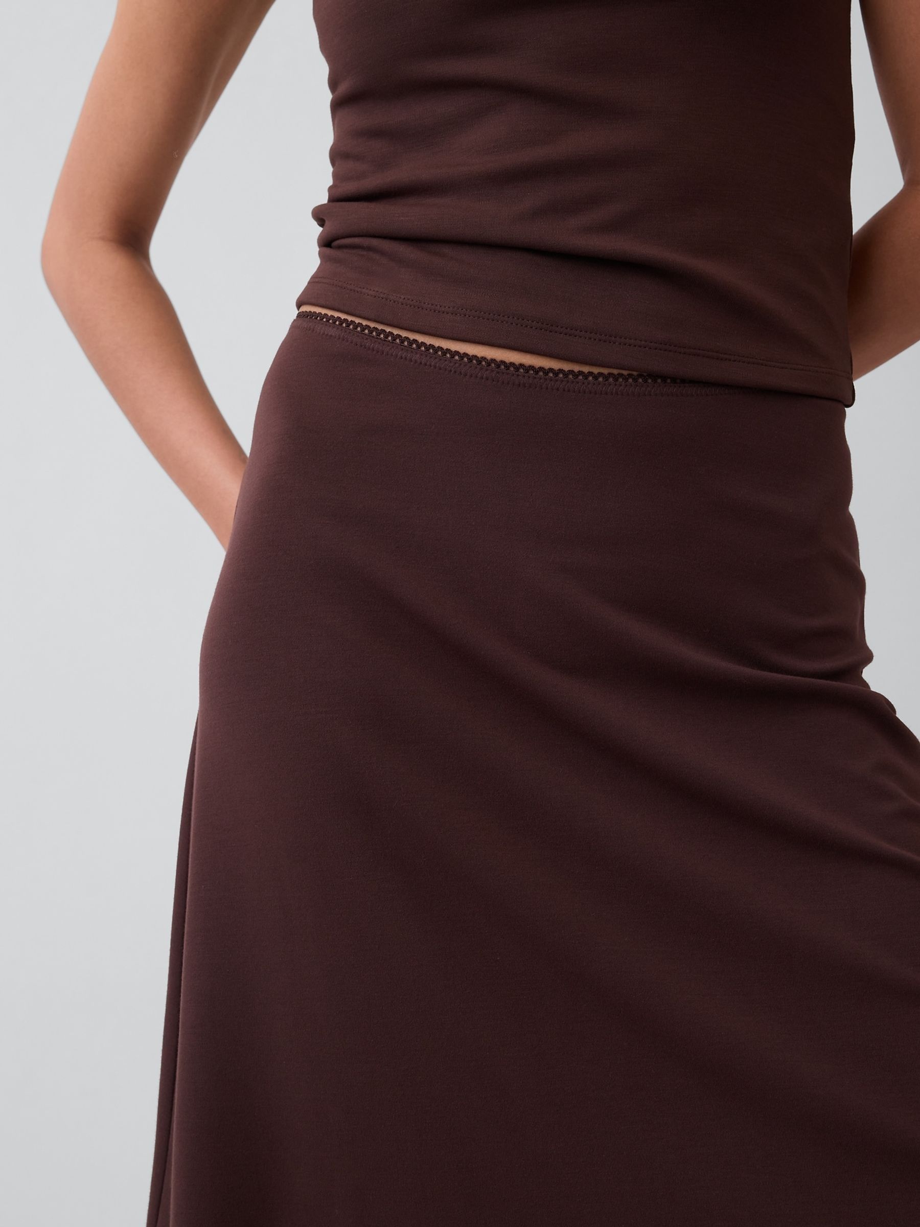 Chocolate Brown Easy Knee-Length Skirt - Image 5 of 5 Chocolate Brown Easy Knee-Length Skirt - Image 5 of 5