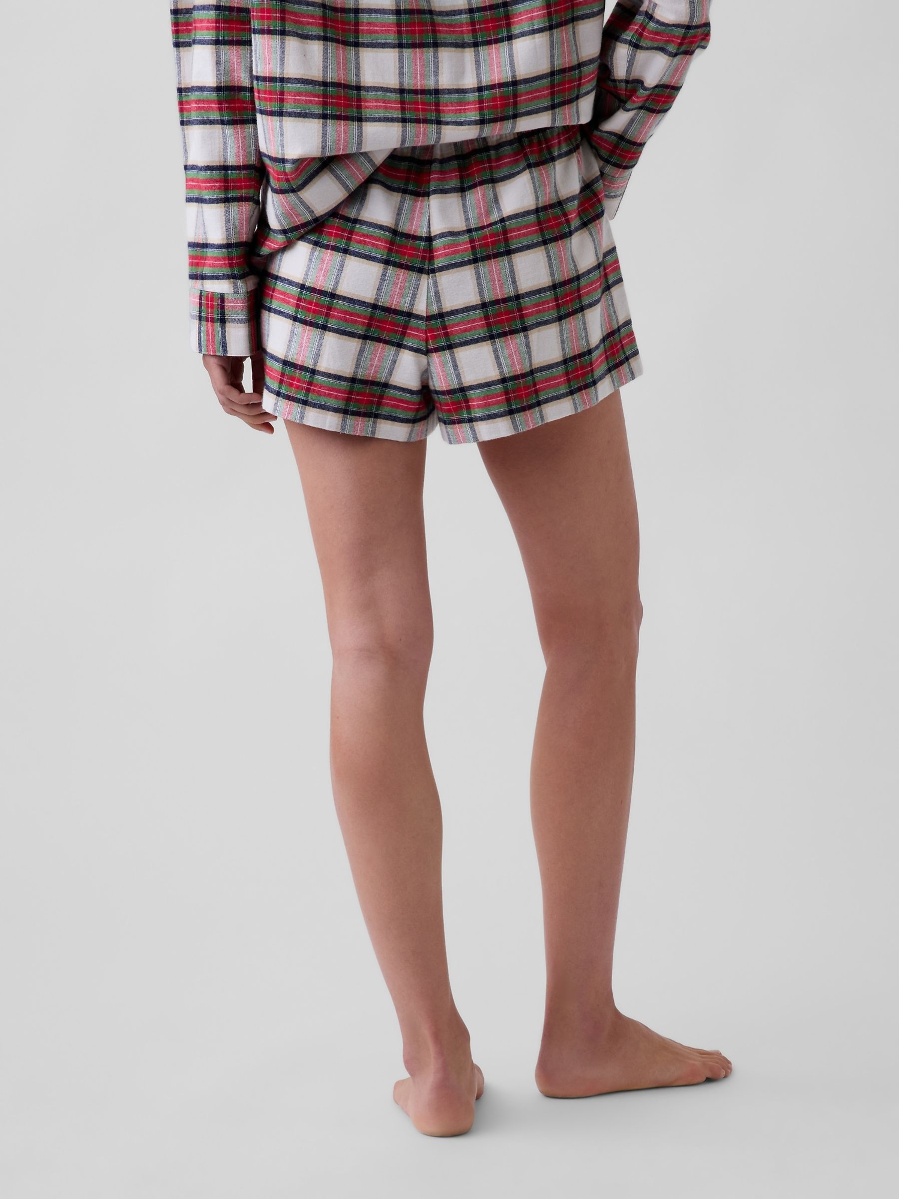 Red & Cream Flannel Pyjamas Shorts - Image 2 of 6