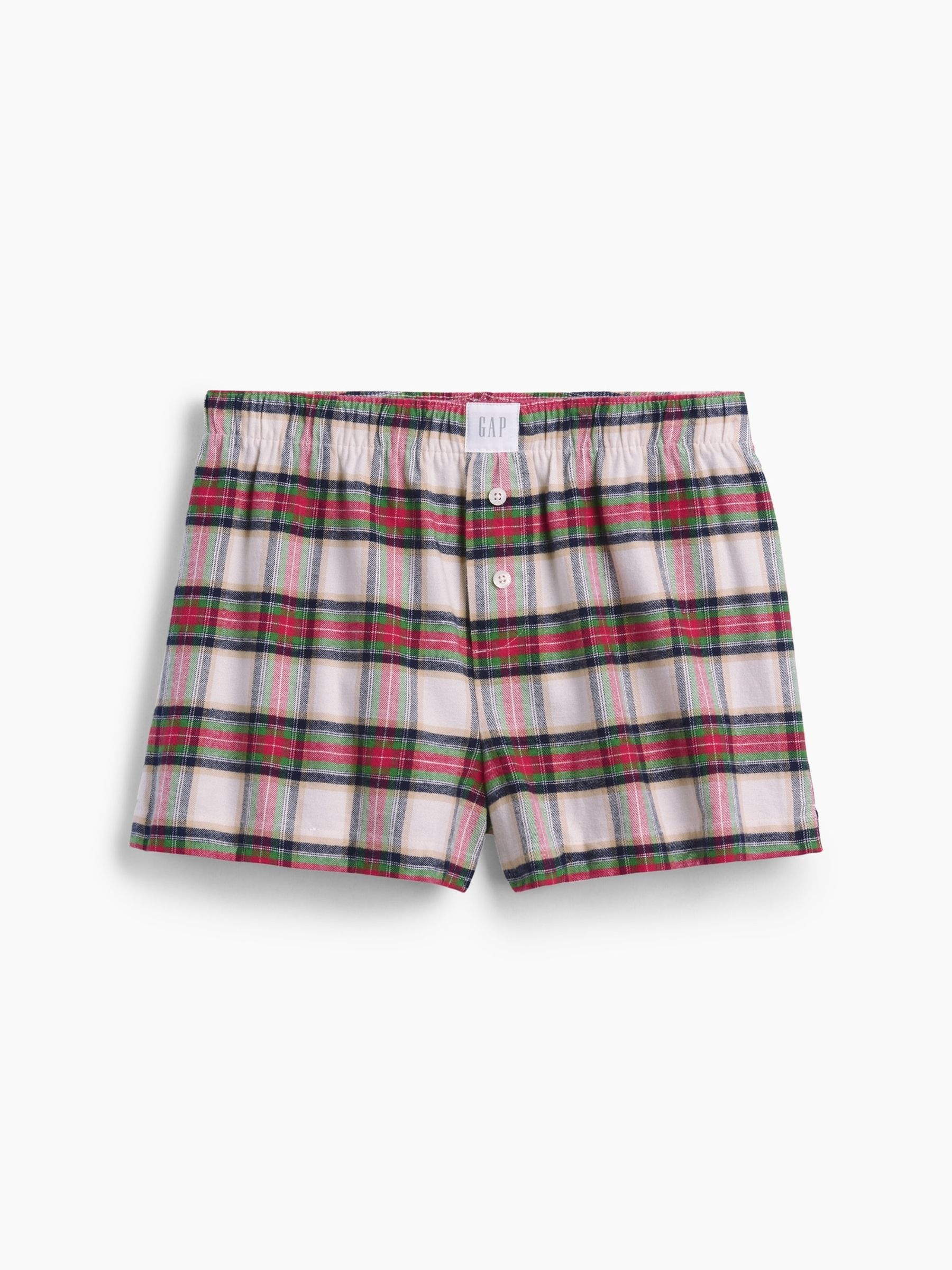 Red & Cream Flannel Pyjamas Shorts - Image 5 of 6