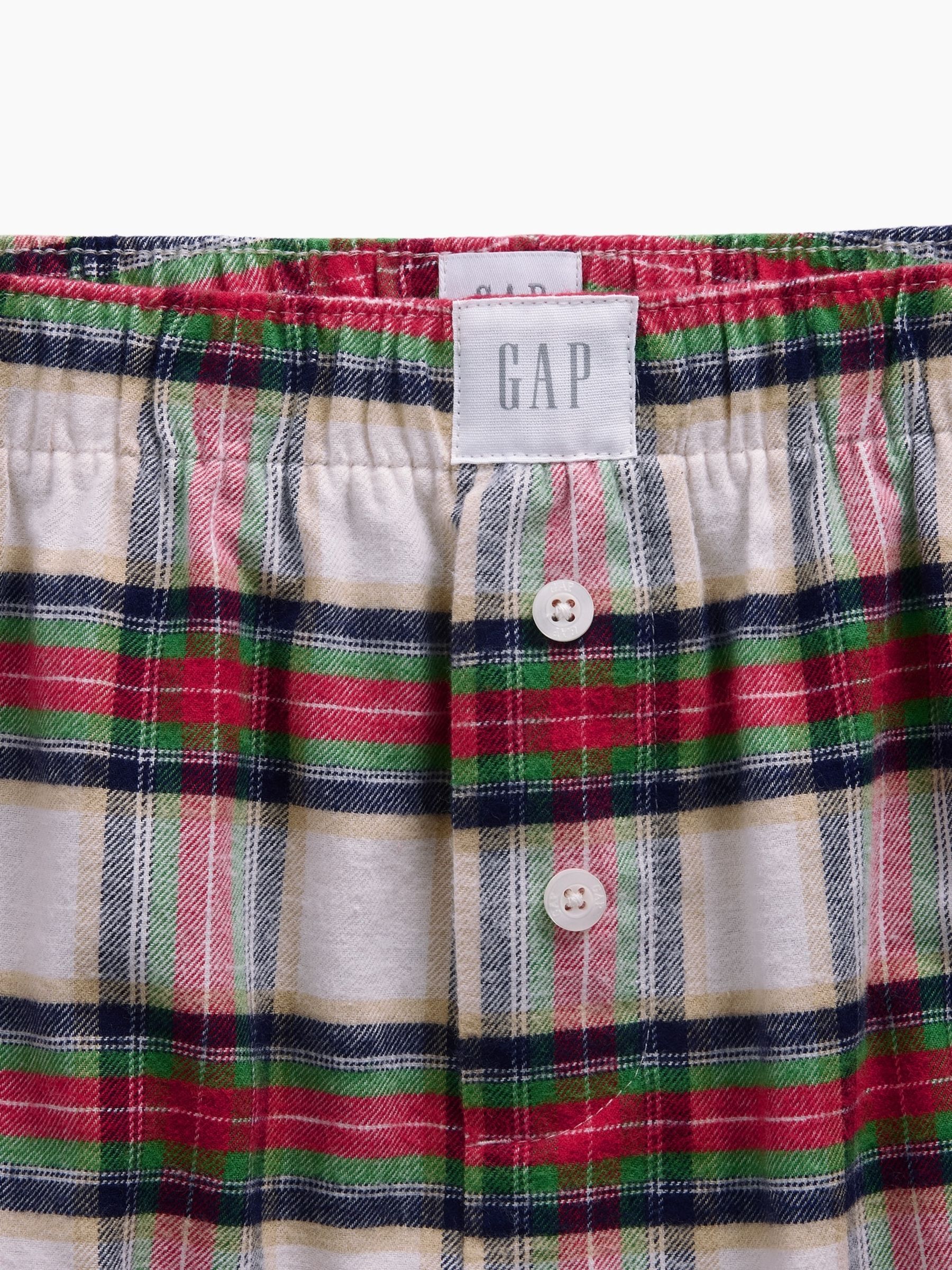 Red & Cream Flannel Pyjamas Shorts - Image 6 of 6