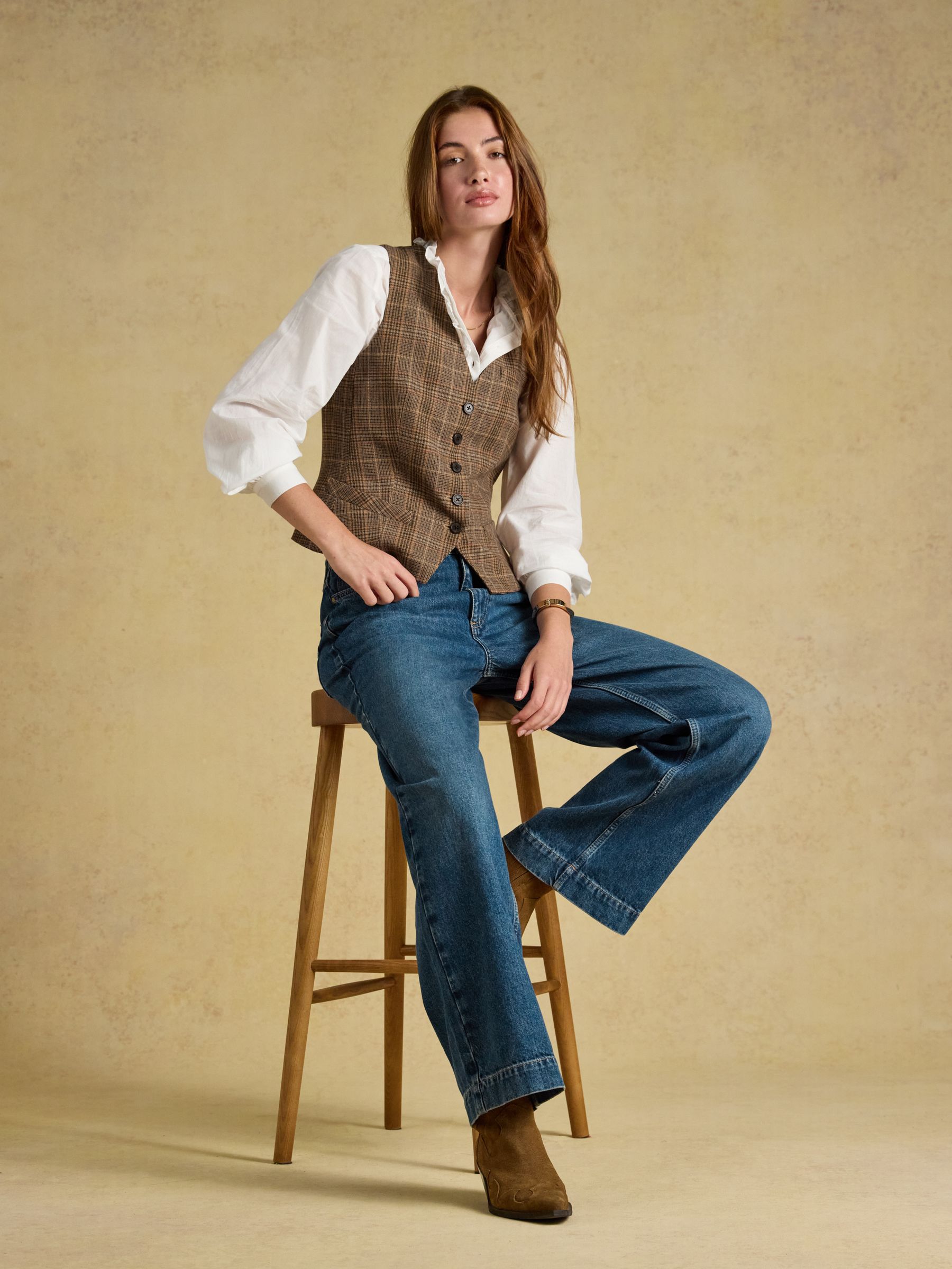 Melanie White Long Sleeve Blouse With Ruffle Neck - Image 3 of 7