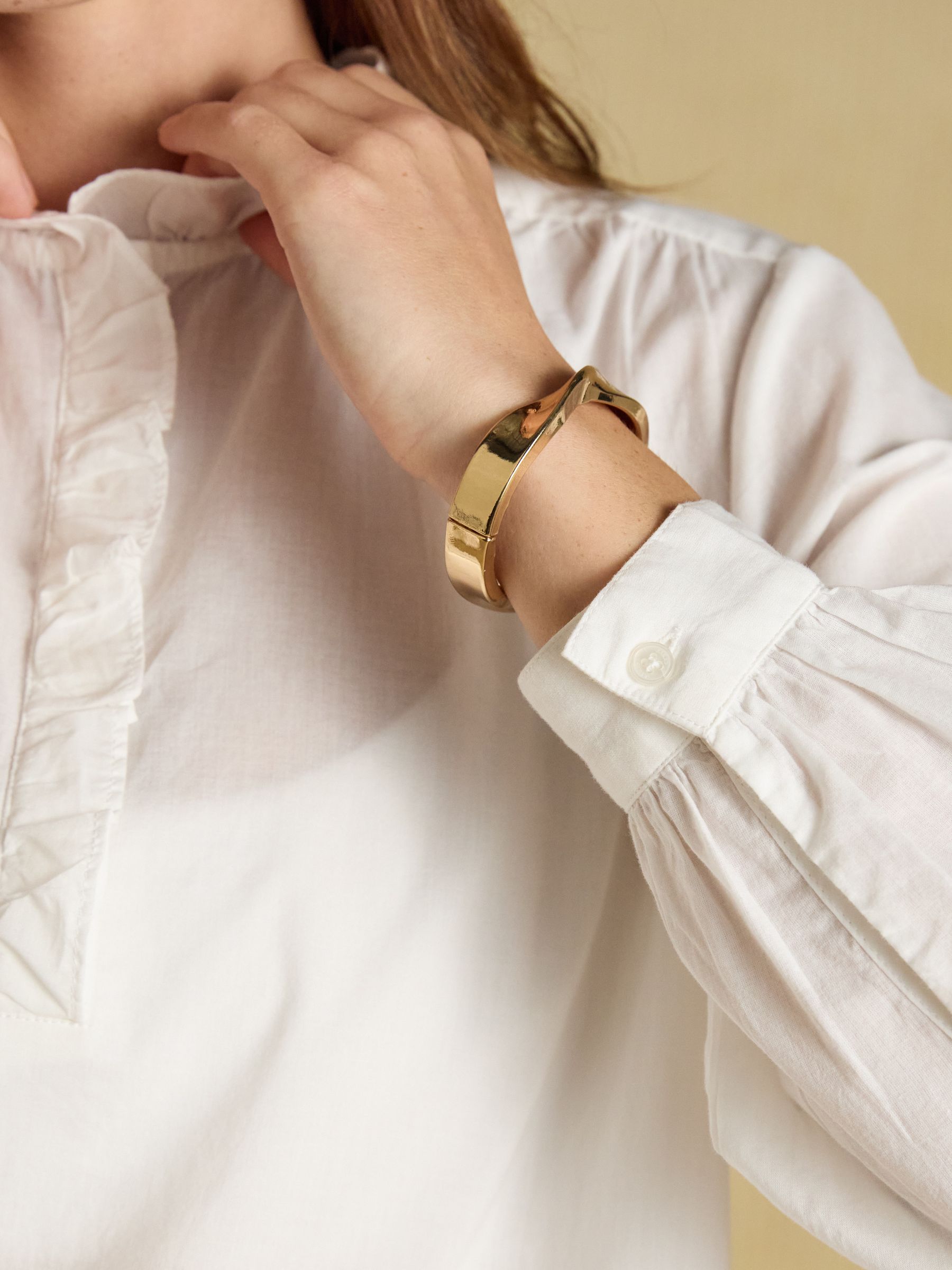 Melanie White Long Sleeve Blouse With Ruffle Neck - Image 6 of 7