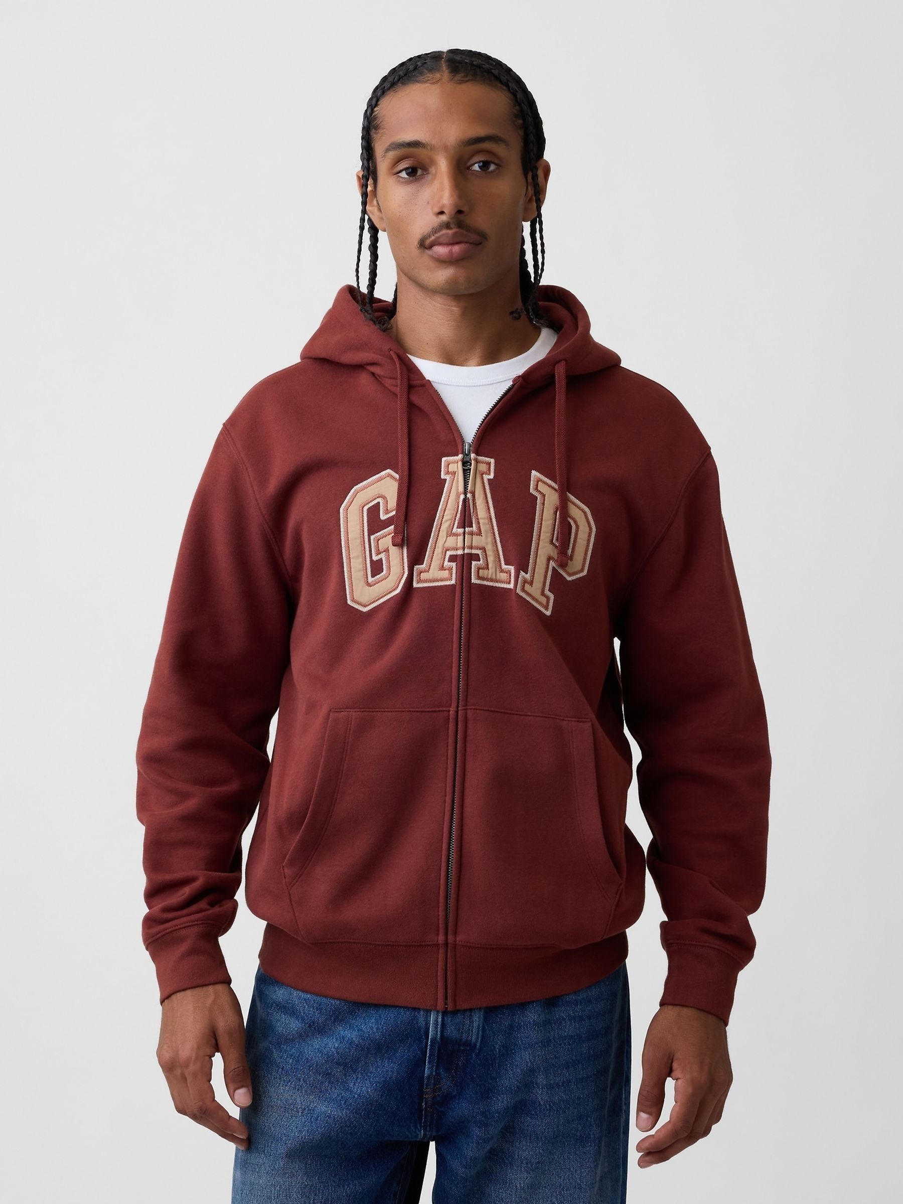 Rust Red Vintage Soft Arch Logo Zip Hoodie - Image 1 of 4