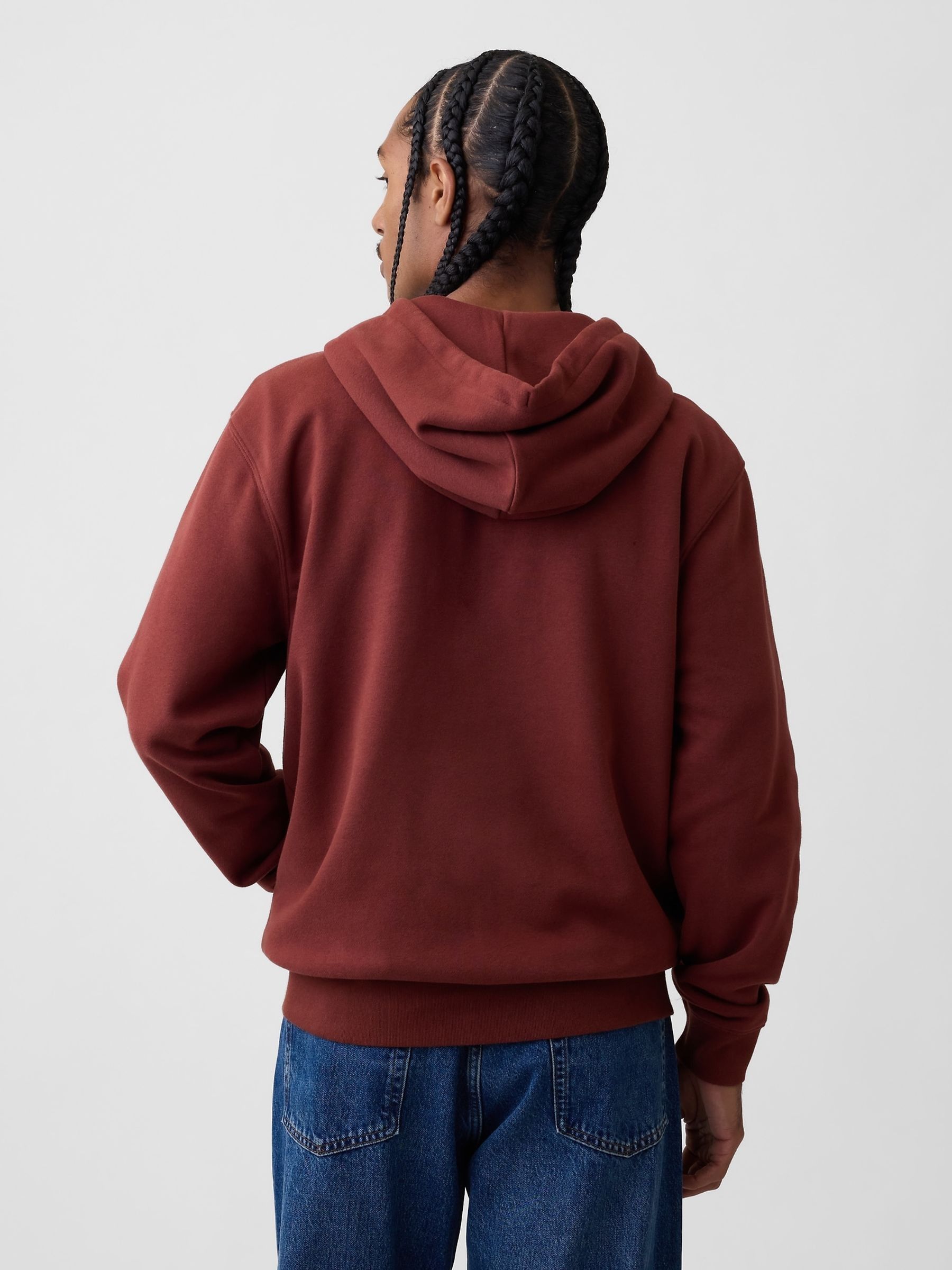 Rust Red Vintage Soft Arch Logo Zip Hoodie - Image 2 of 4 Rust Red Vintage Soft Arch Logo Zip Hoodie - Image 2 of 4