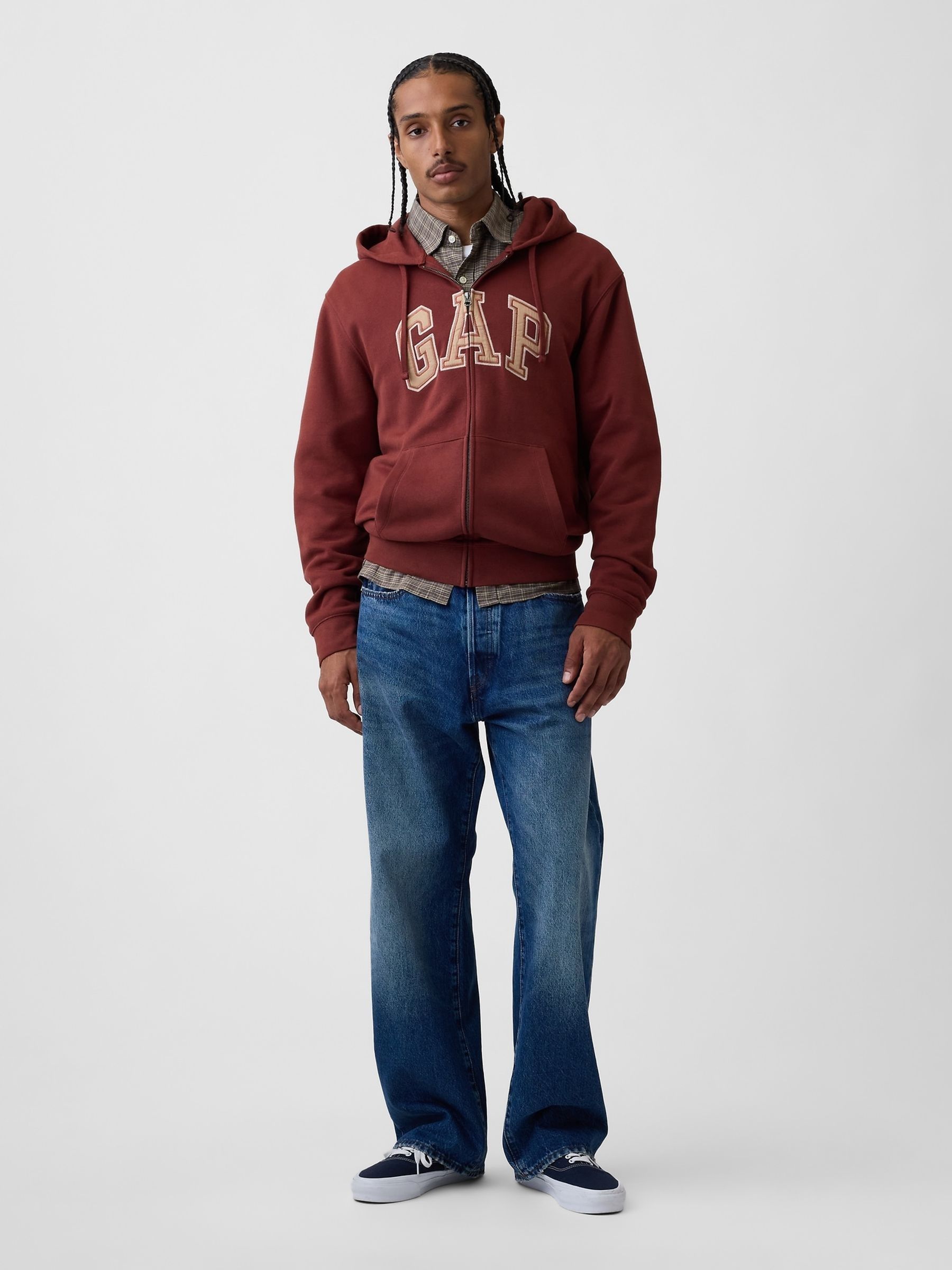 Rust Red Vintage Soft Arch Logo Zip Hoodie - Image 3 of 4