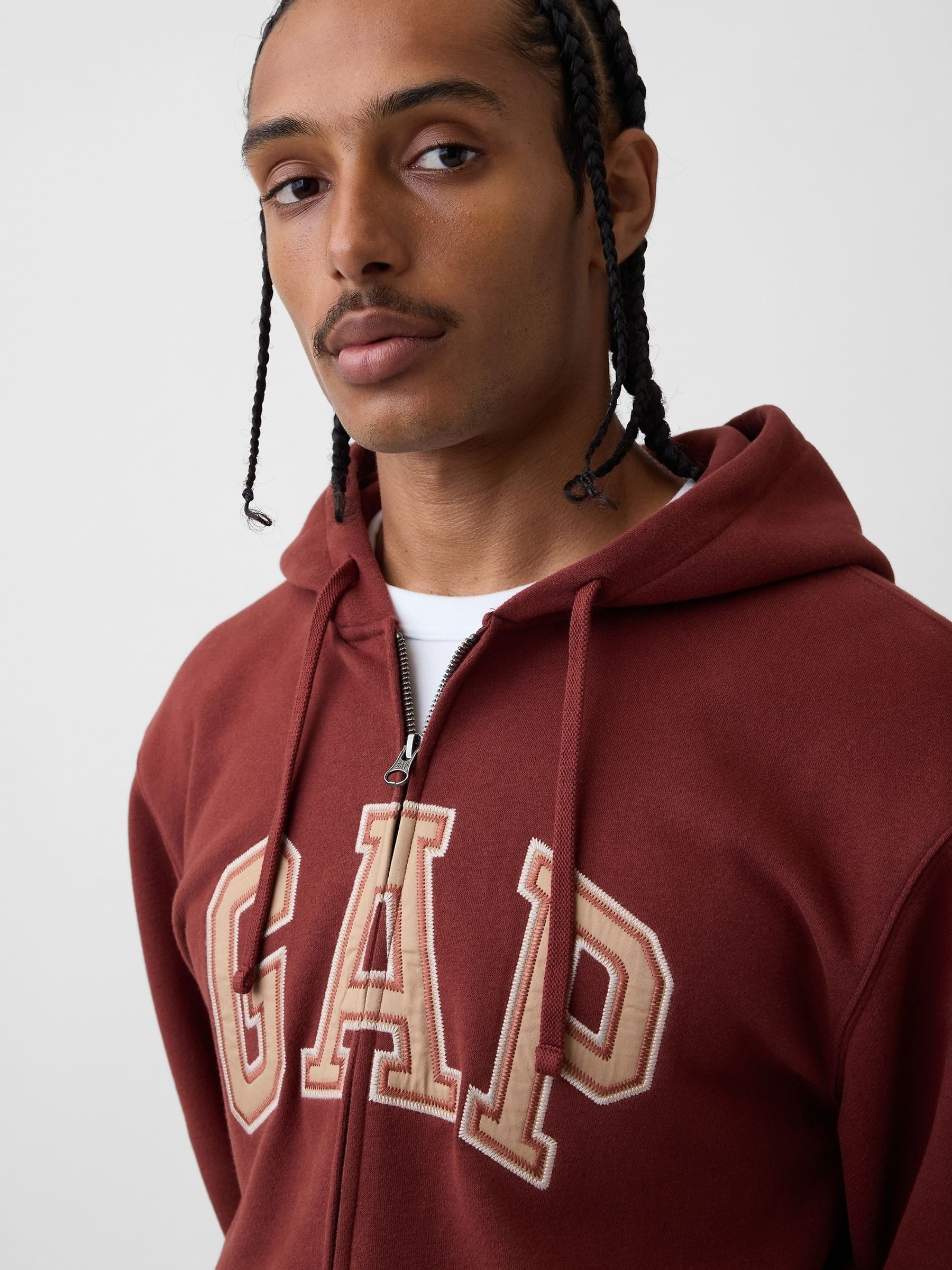 Rust Red Vintage Soft Arch Logo Zip Hoodie - Image 4 of 4