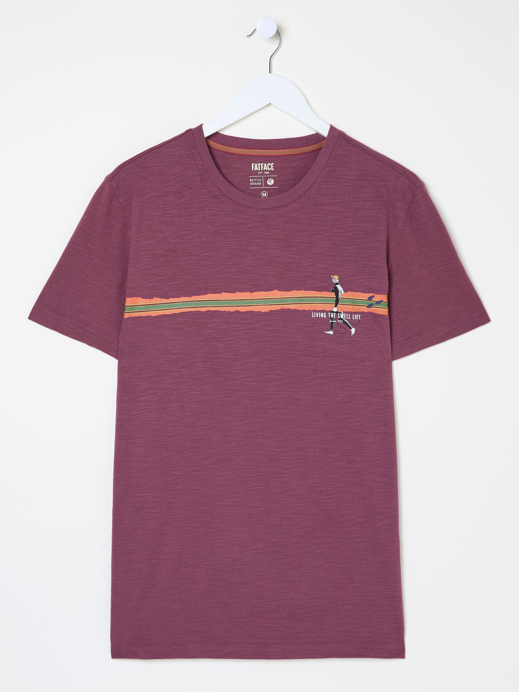 Burgundy Red Surf Chest Stripe T Shirt - Image 6 of 6