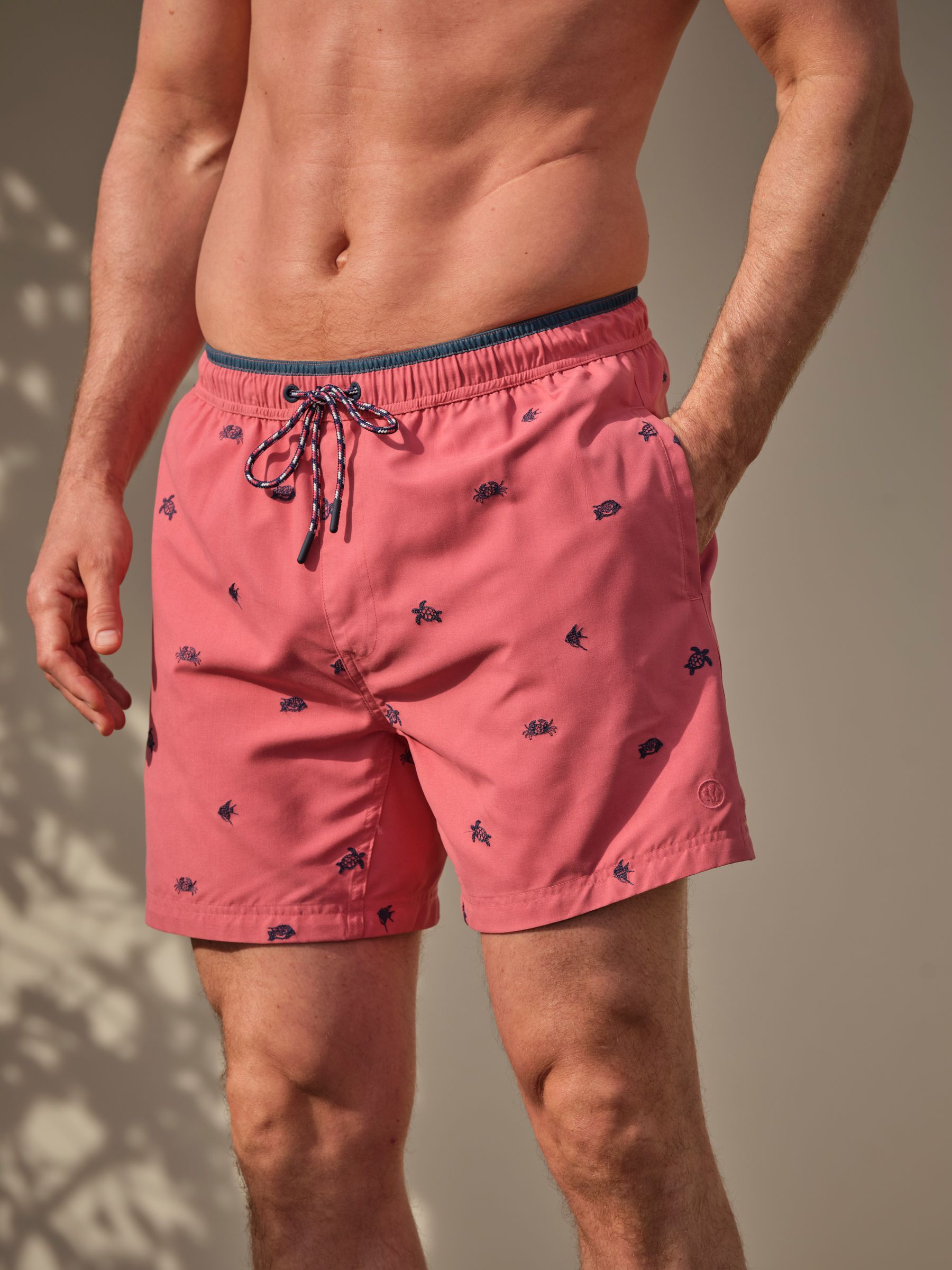 Trevose Pink Sea Life Embroidered Swim Shorts - Image 4 of 5