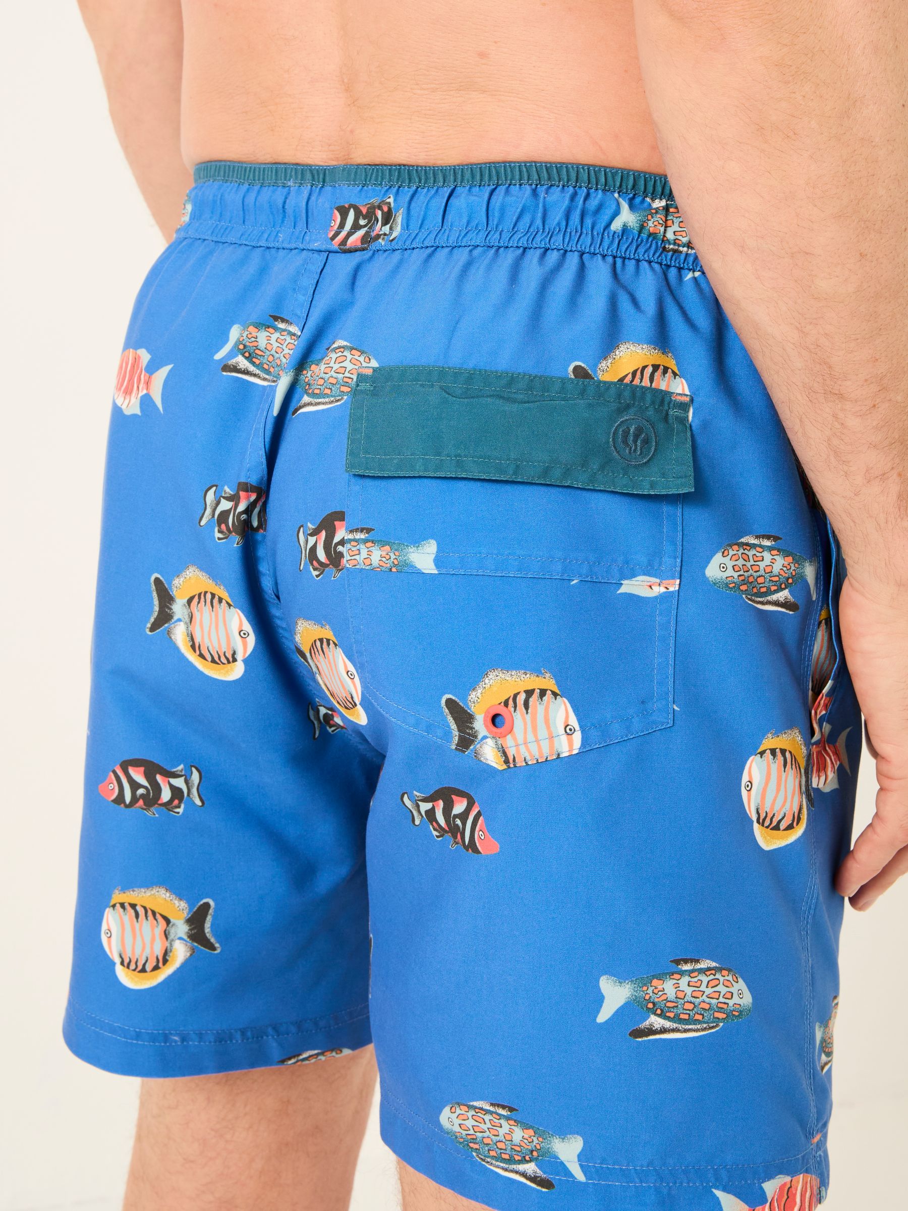 Trevose Blue Fish Print Swim Shorts - Image 2 of 5